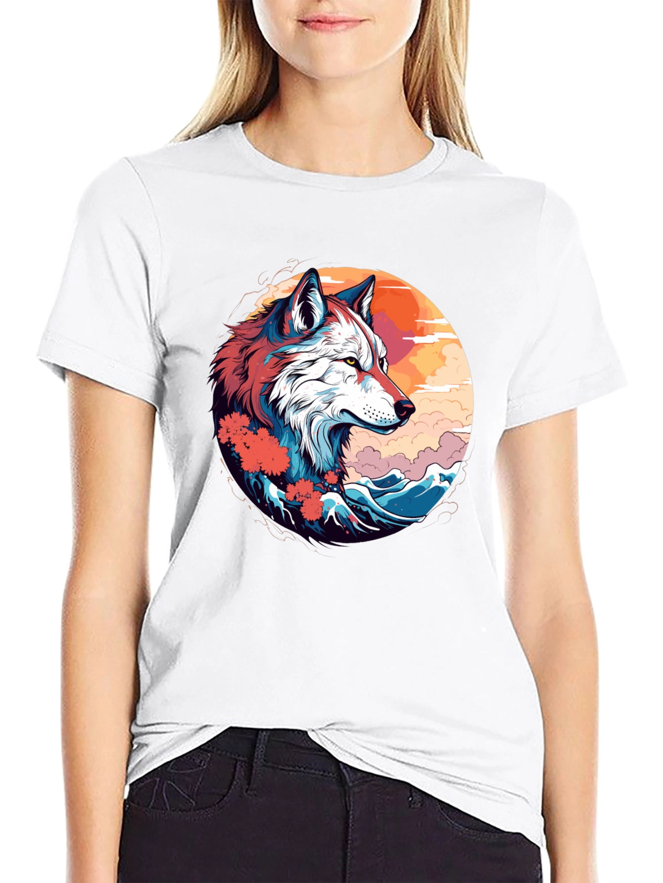 Wolf Art Graphic Tee - Mens Black T-Shirt