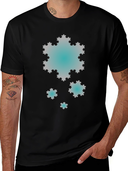 Fractal Snowflake Graphic Black T-Shirt