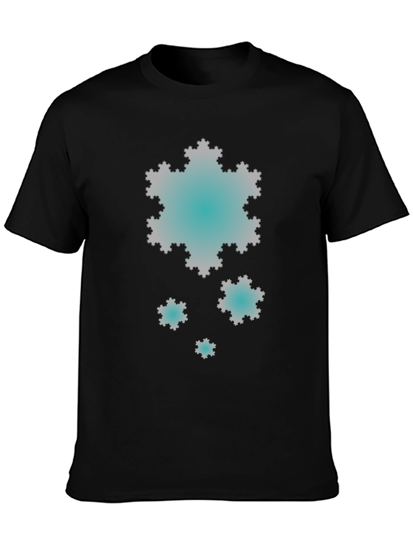 Fractal Snowflake Graphic Black T-Shirt