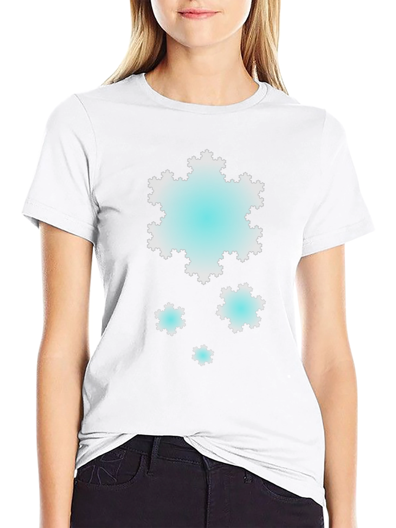 Fractal Snowflake Graphic Black T-Shirt