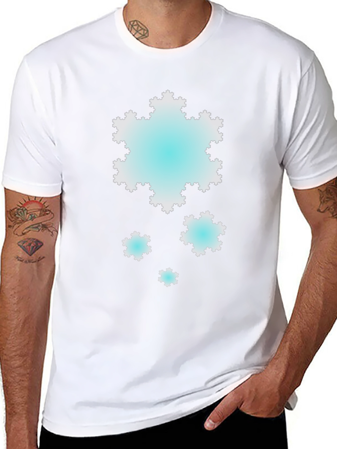 Fractal Snowflake Graphic Black T-Shirt