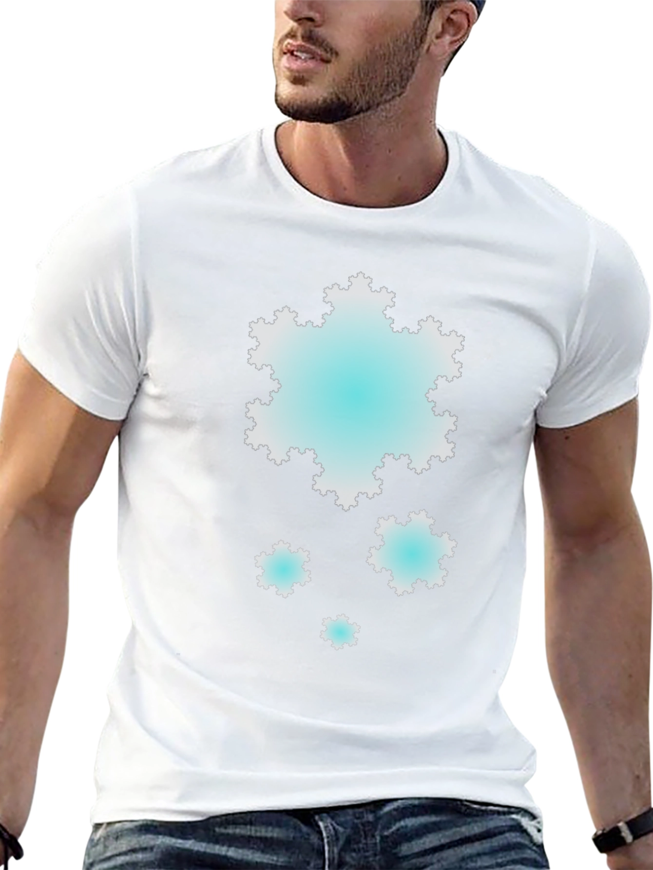 Fractal Snowflake Graphic Black T-Shirt