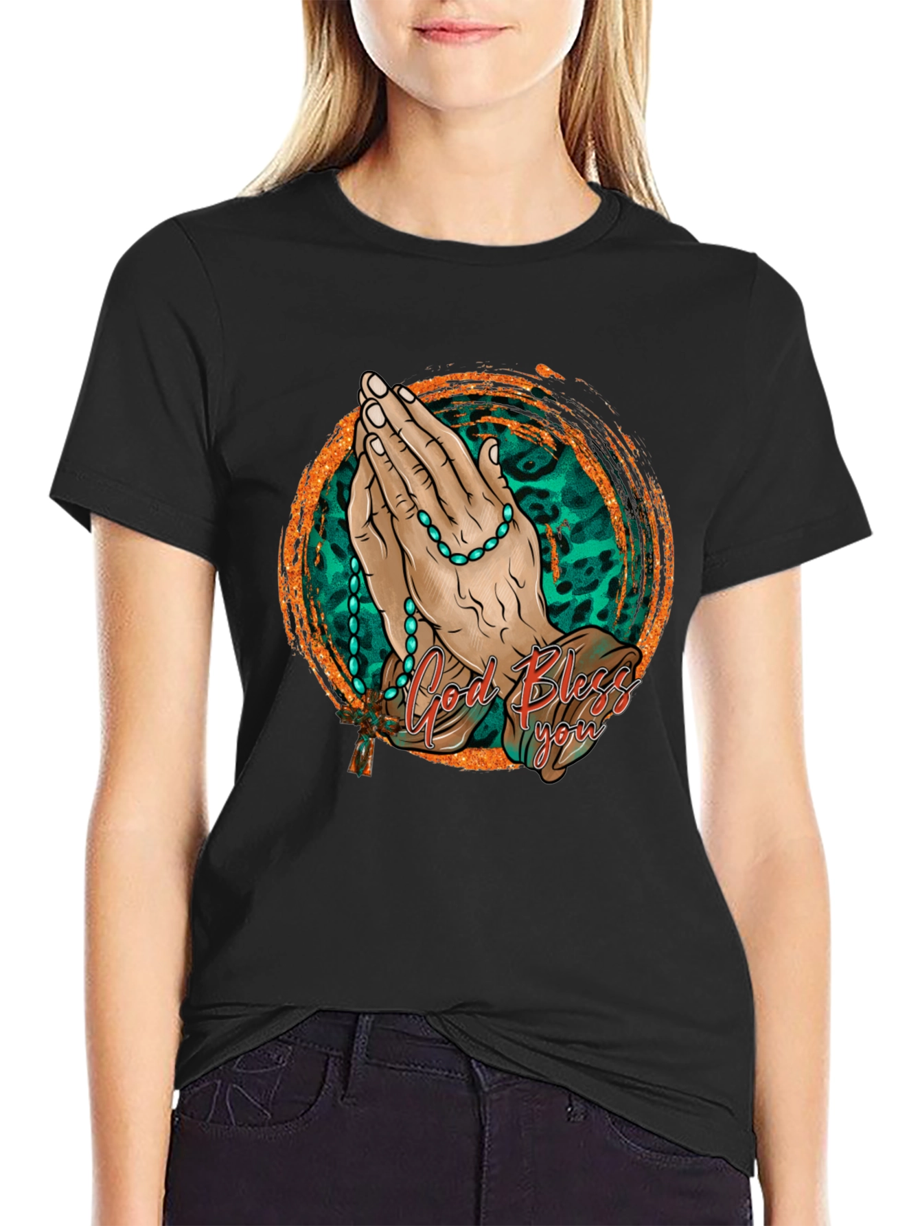 God Bless You Graphic Print Tee