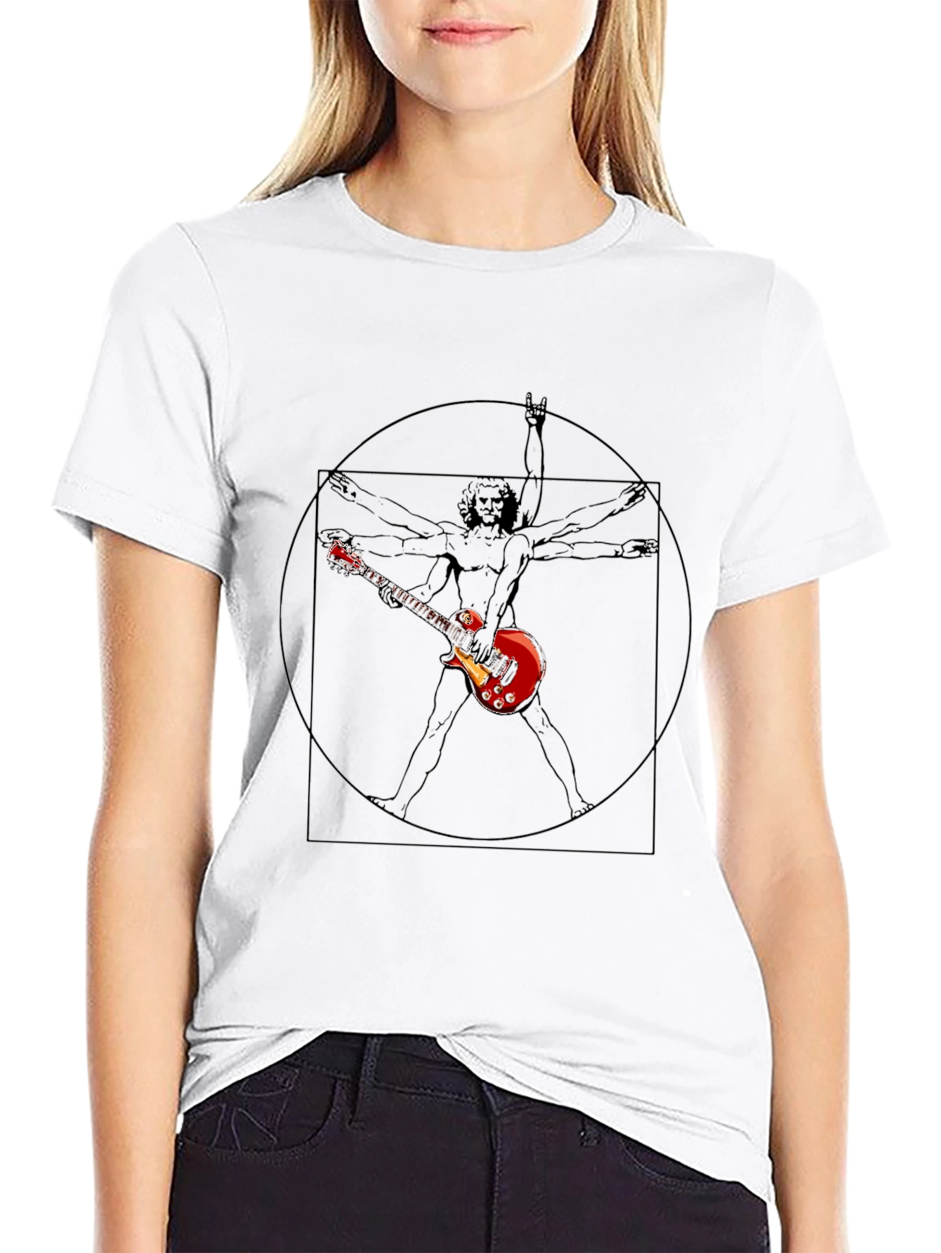 Rock Star Vitruvian Man Graphic T-Shirt
