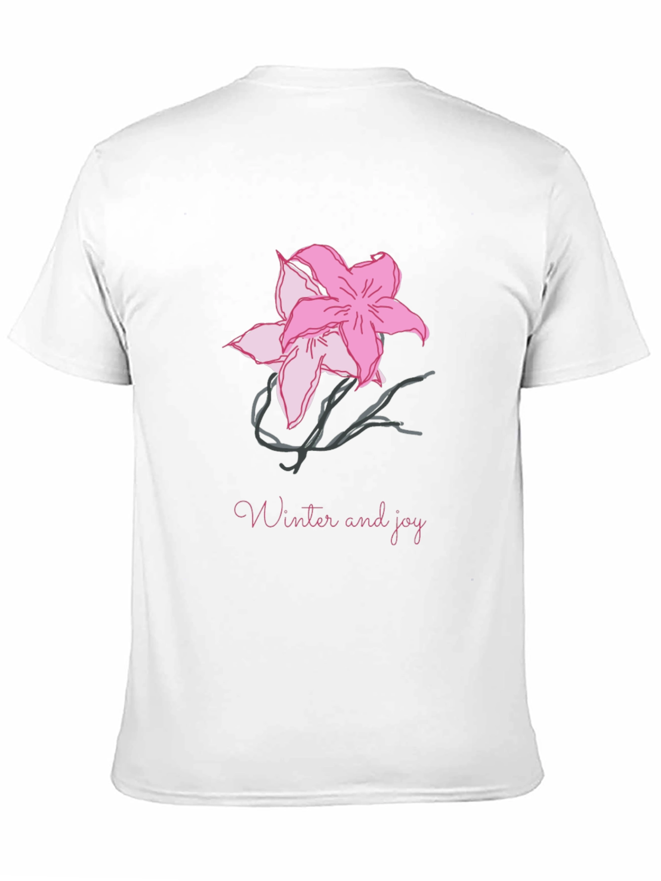 Black T-Shirt with Pink Flower Graphic