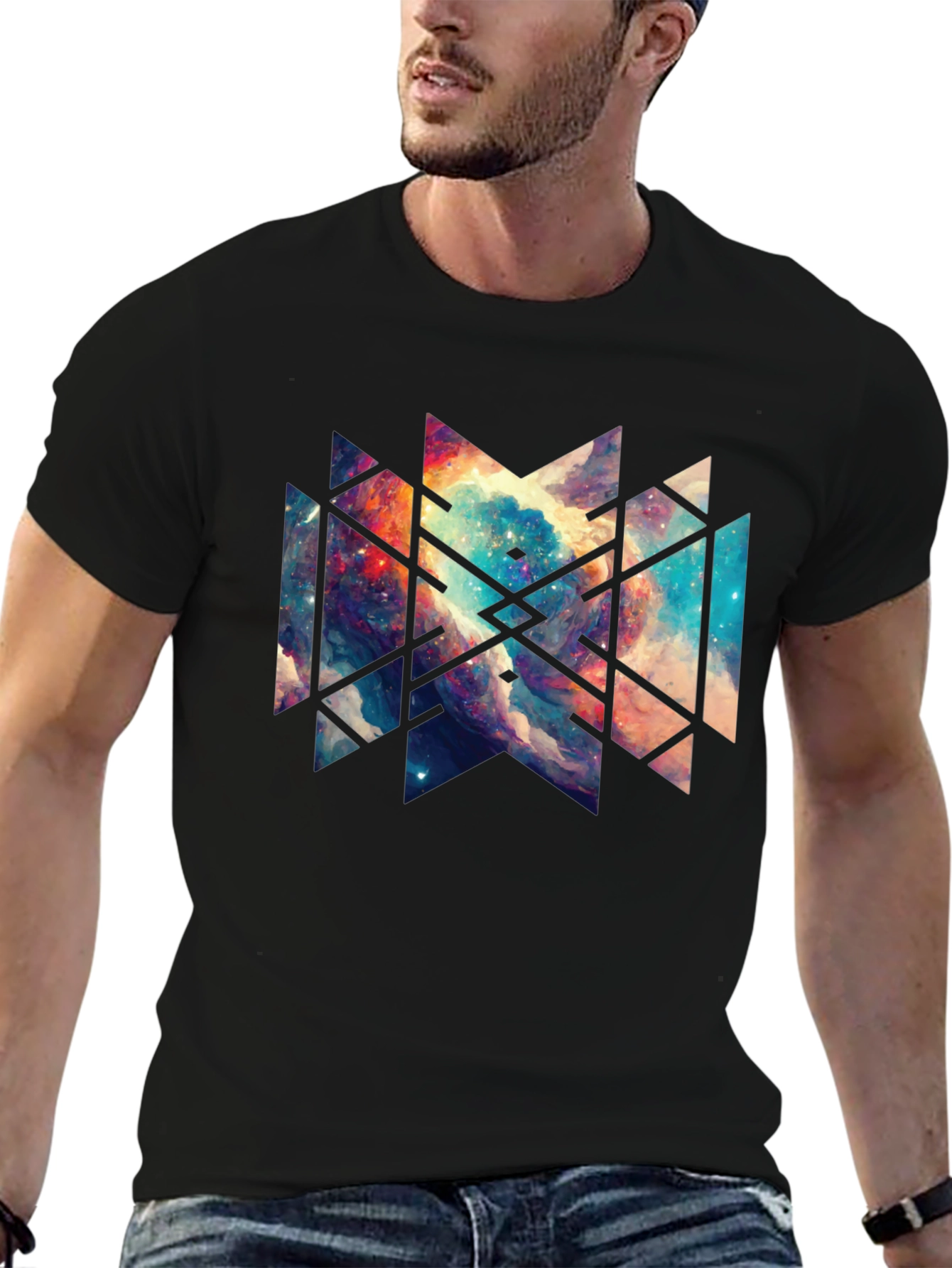 Cosmic Geometry Black T-Shirt