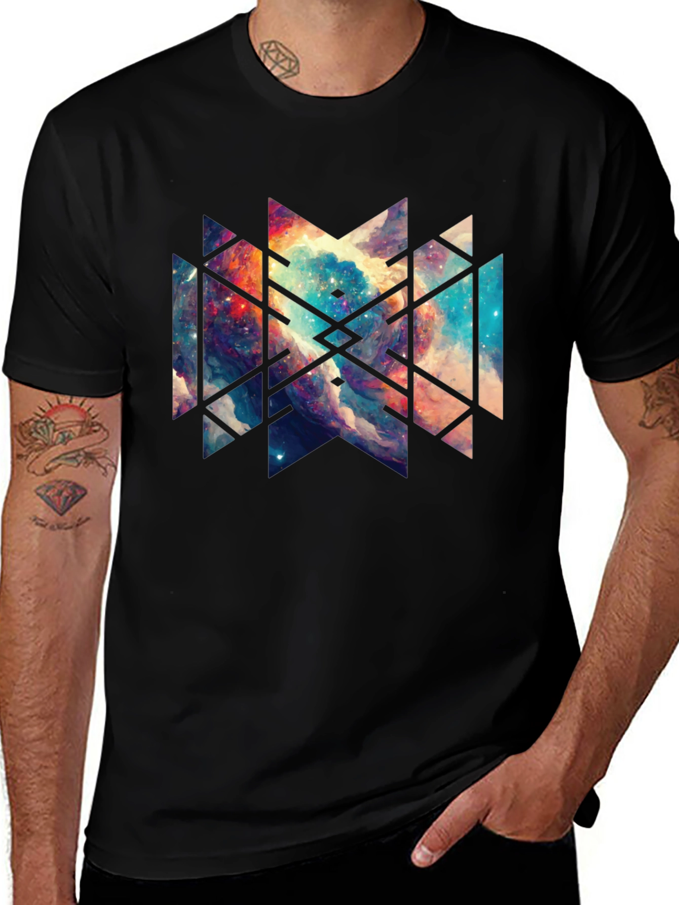 Cosmic Geometry Black T-Shirt