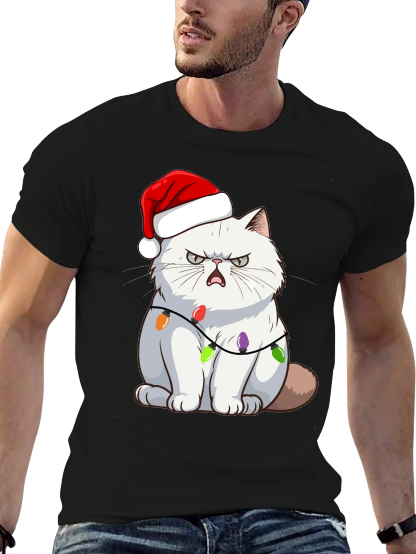 Grumpy Cat Christmas Lights T-Shirt