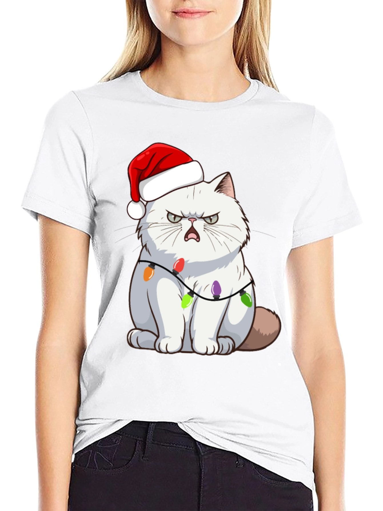 Grumpy Cat Christmas Lights T-Shirt