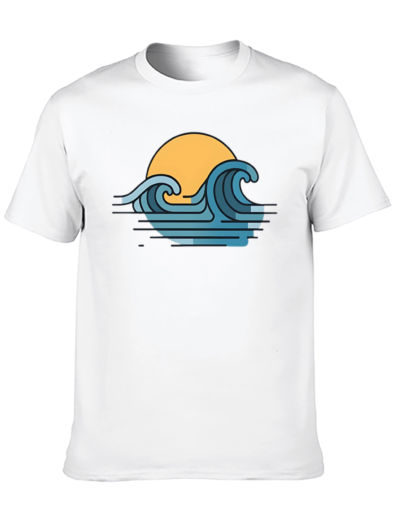 Sunset Waves Graphic T-Shirt - Modern Coastal Style