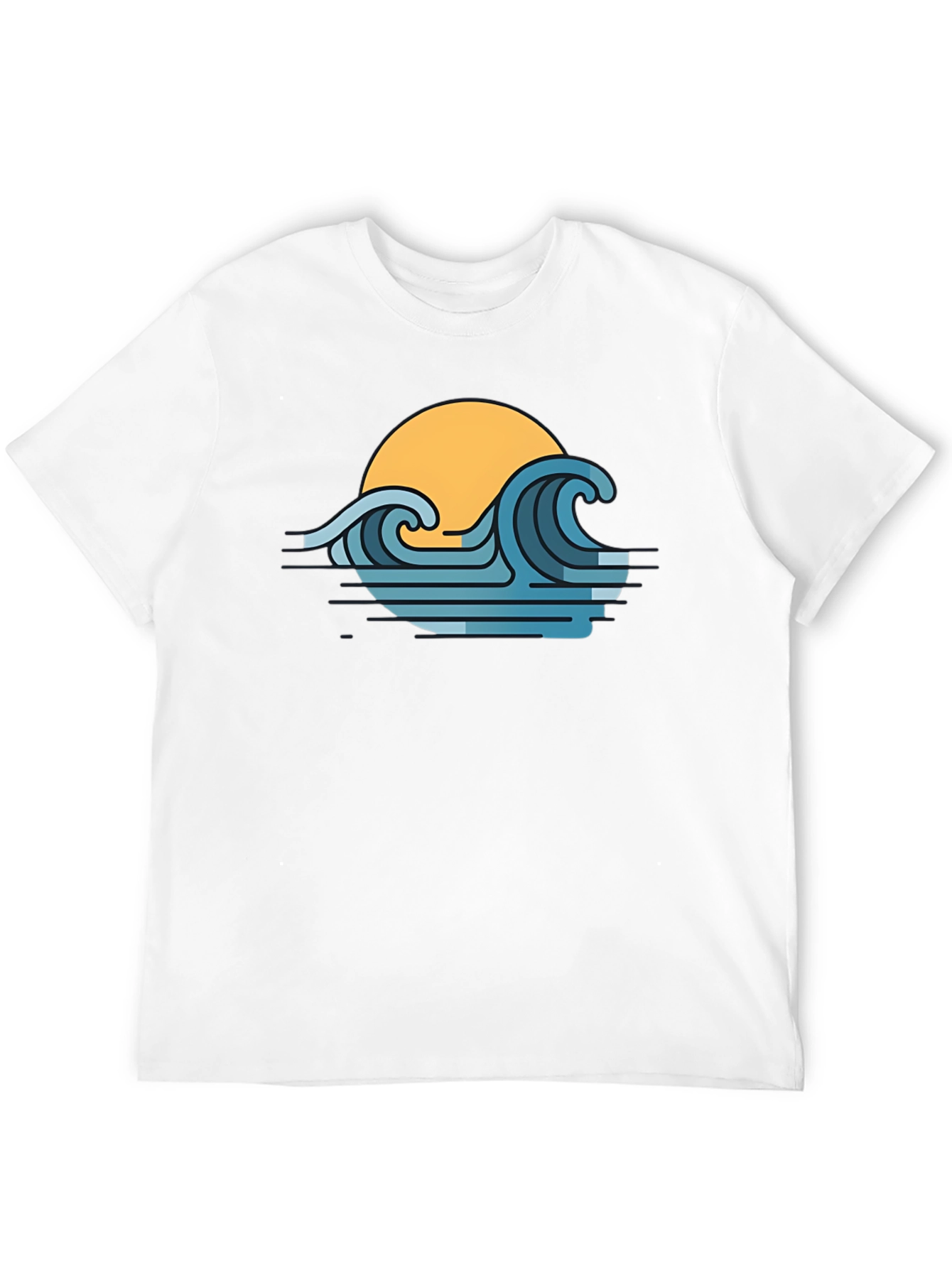 Sunset Waves Graphic T-Shirt - Modern Coastal Style