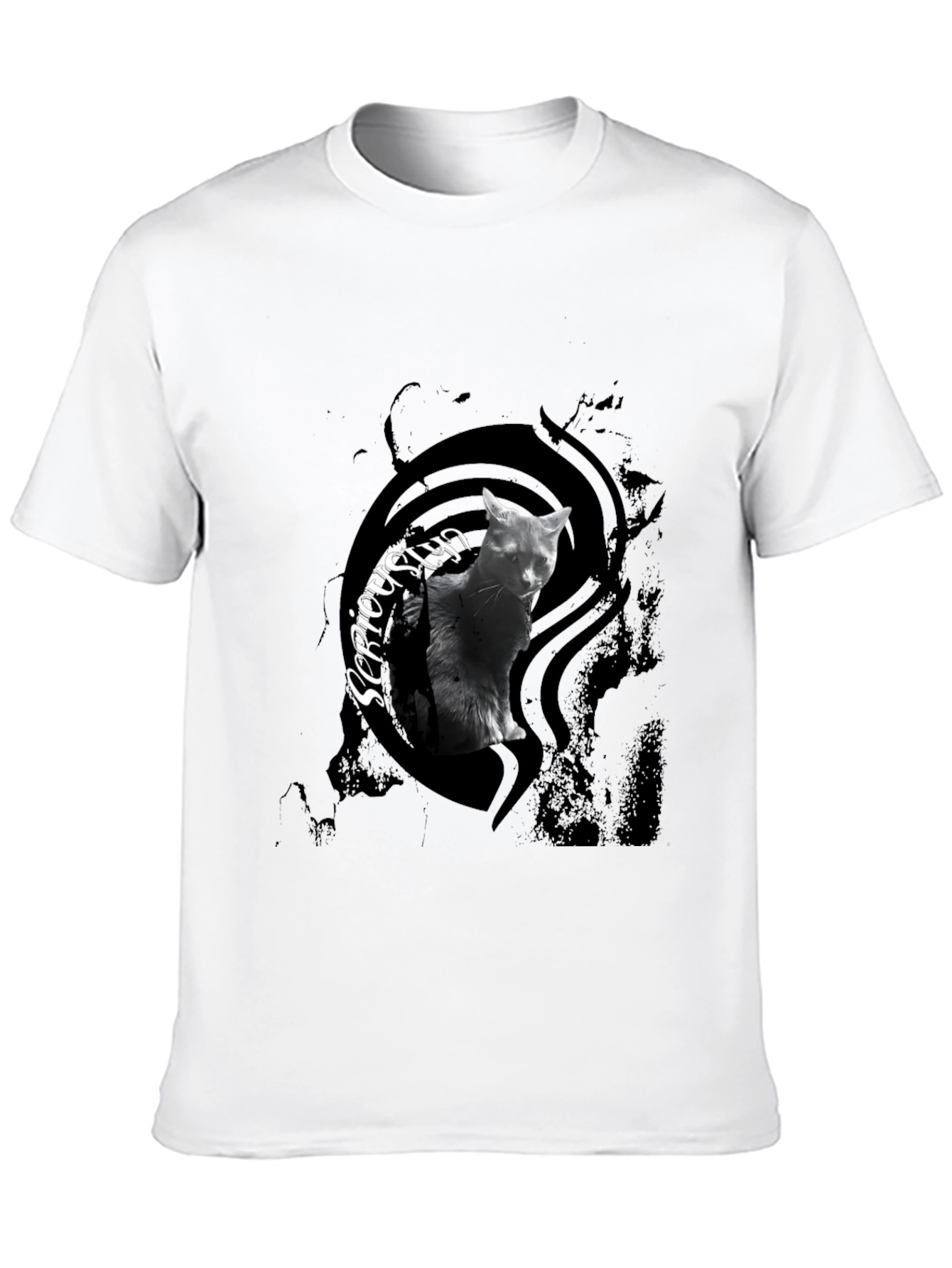 Seriously Cat Black T-Shirt