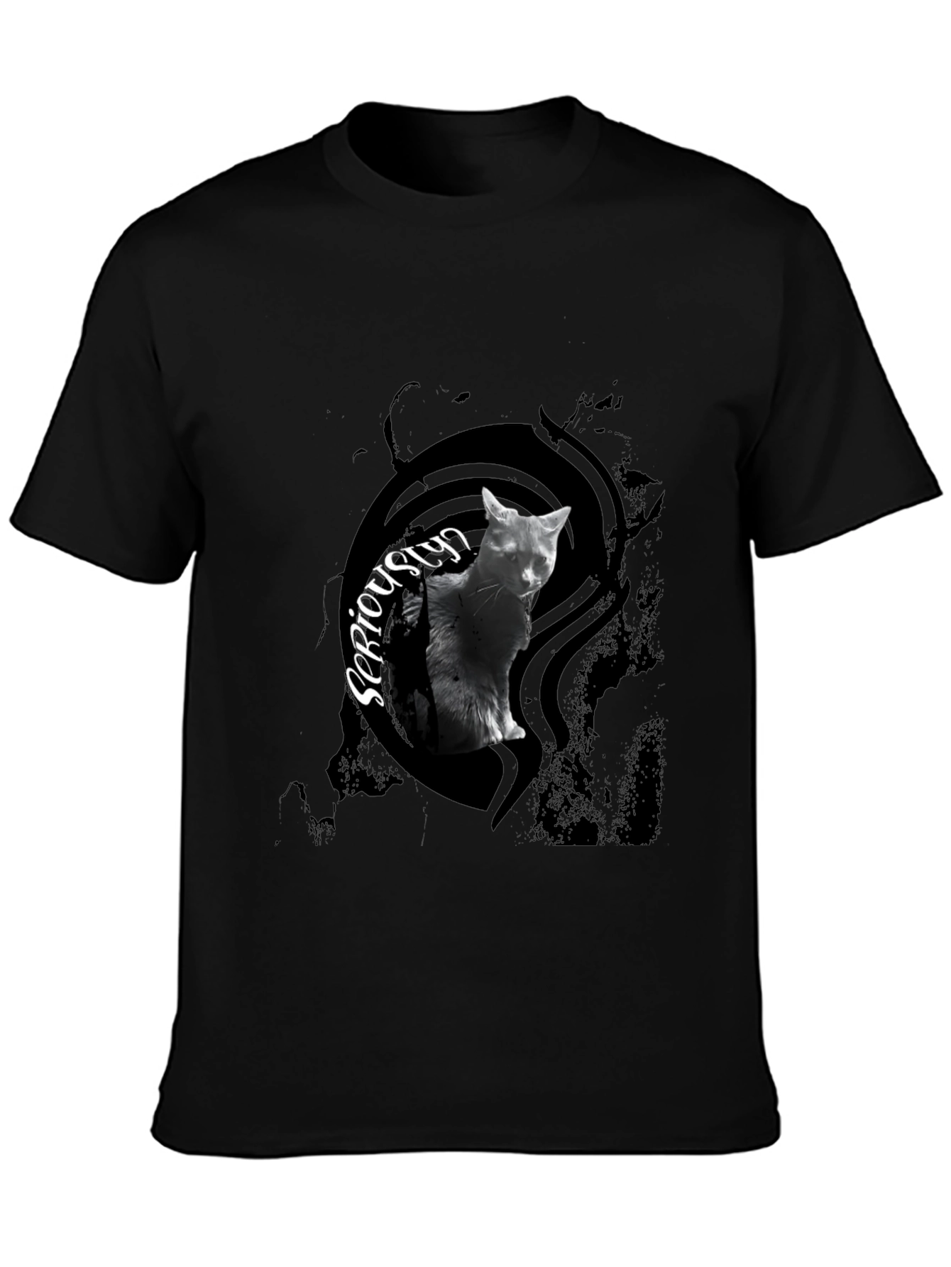 Seriously Cat Black T-Shirt