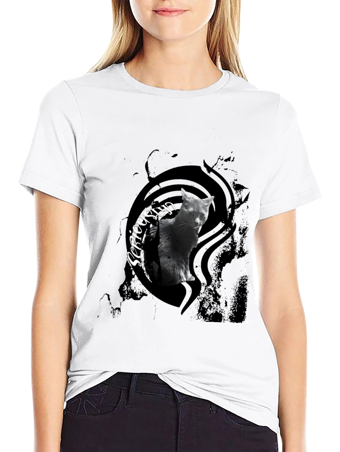 Seriously Cat Black T-Shirt