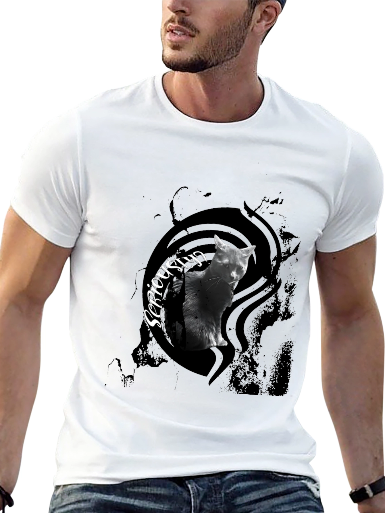 Seriously Cat Black T-Shirt