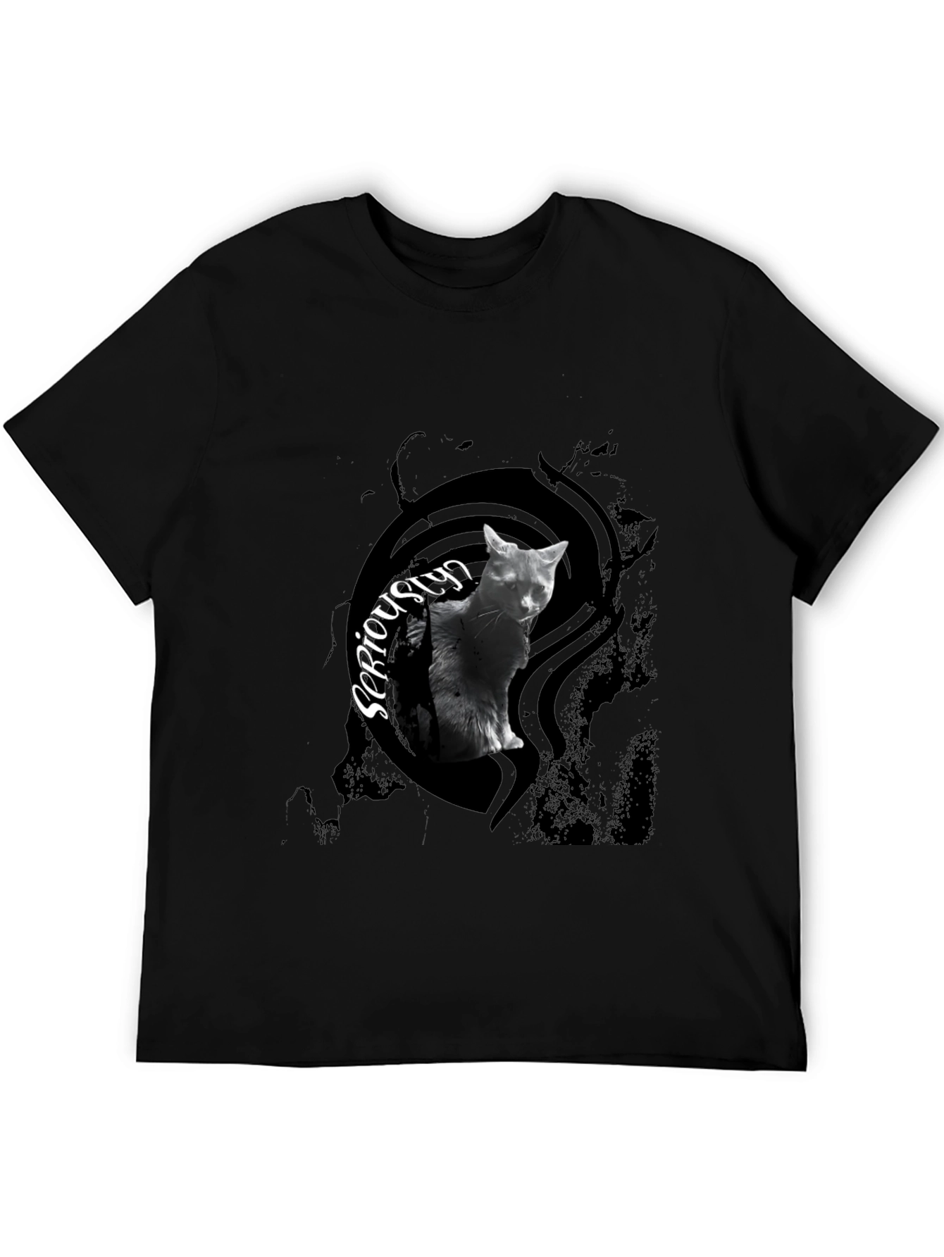 Seriously Cat Black T-Shirt