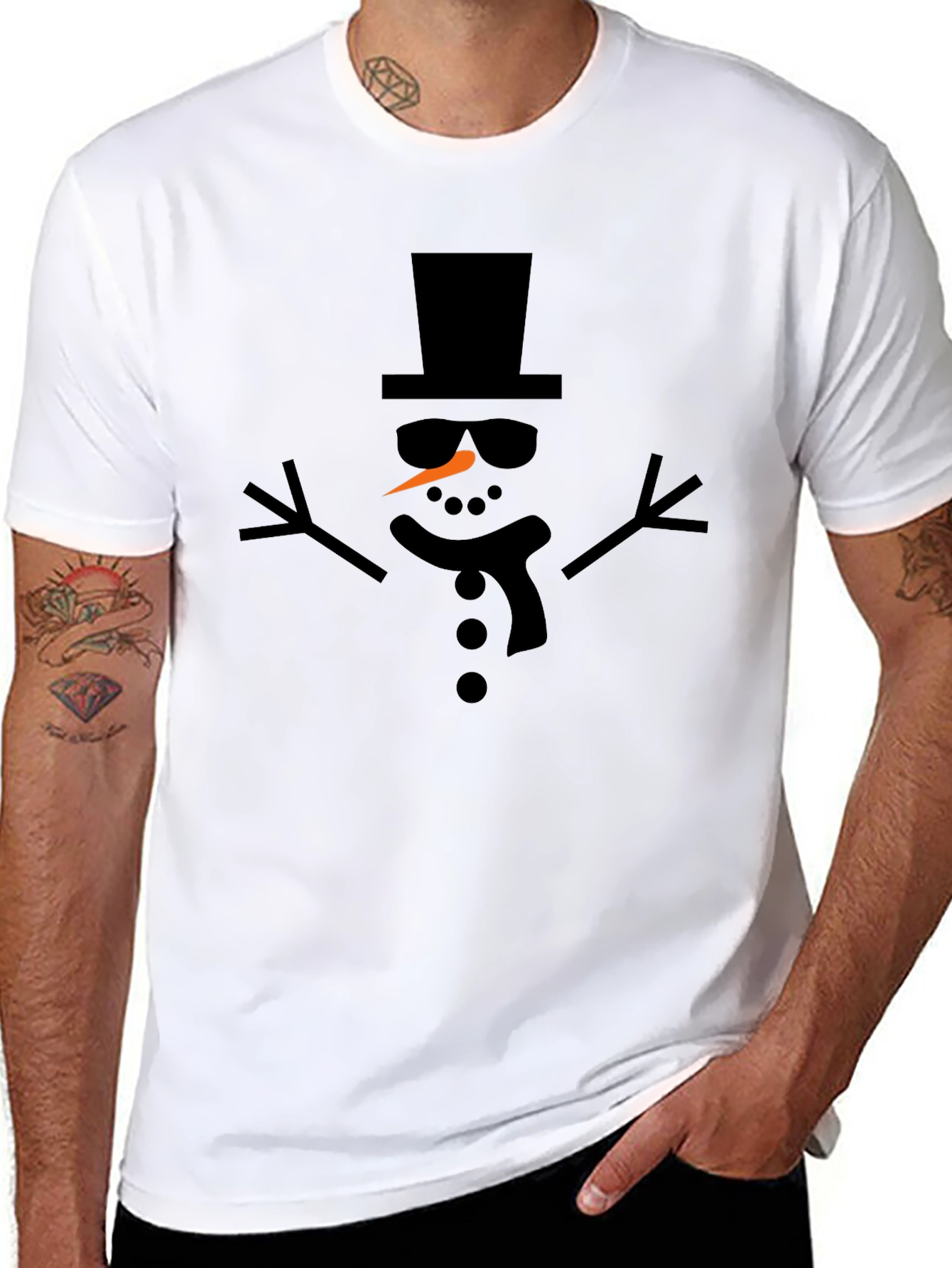 Cool Snowman Graphic T-Shirt - Black