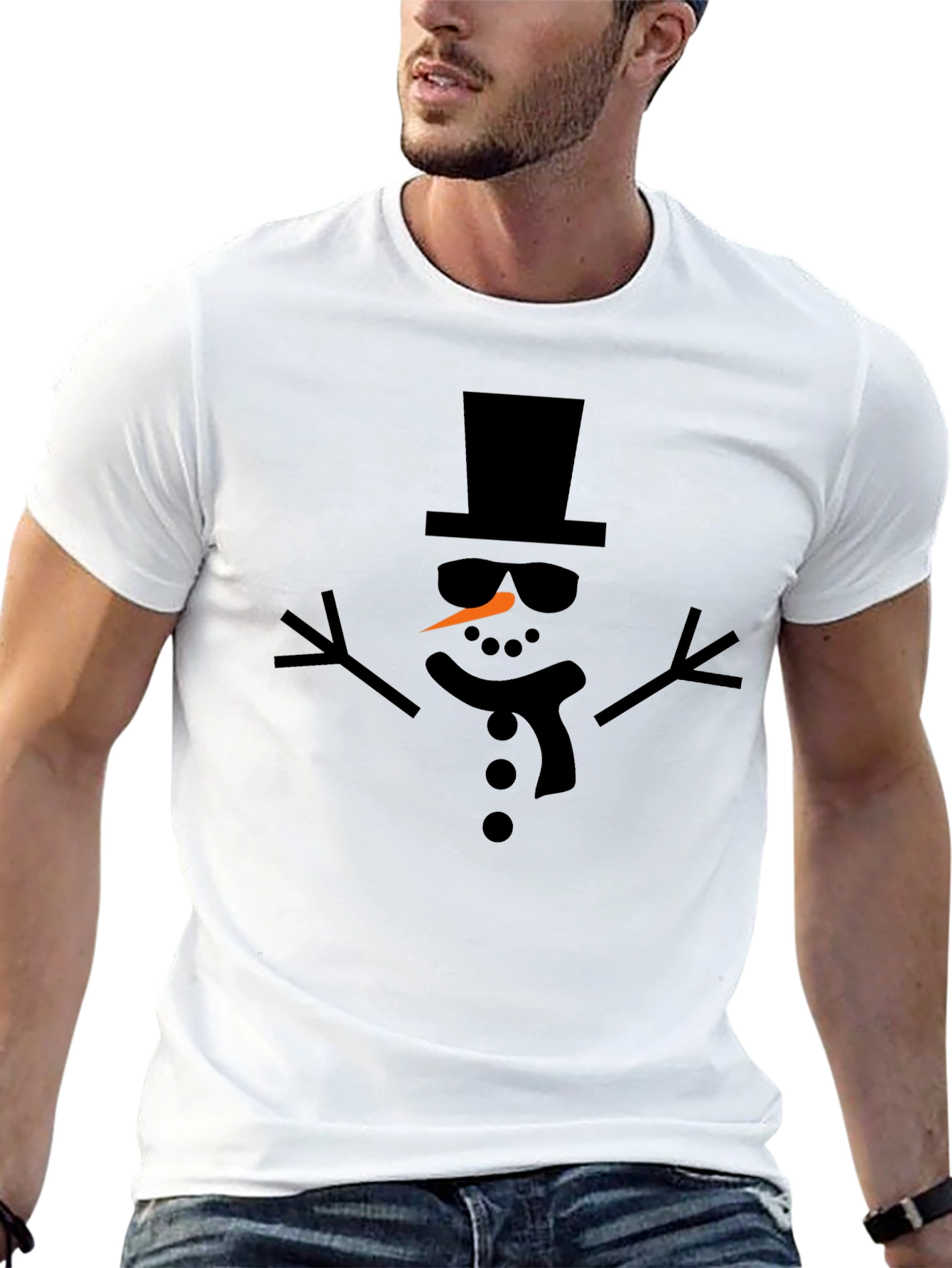 Cool Snowman Graphic T-Shirt - Black