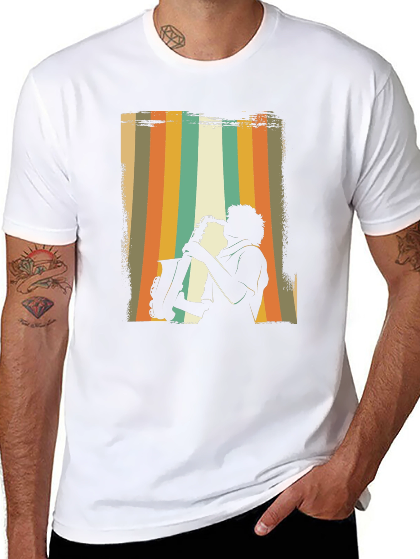 Retro Saxophone Player Graphic T-Shirt