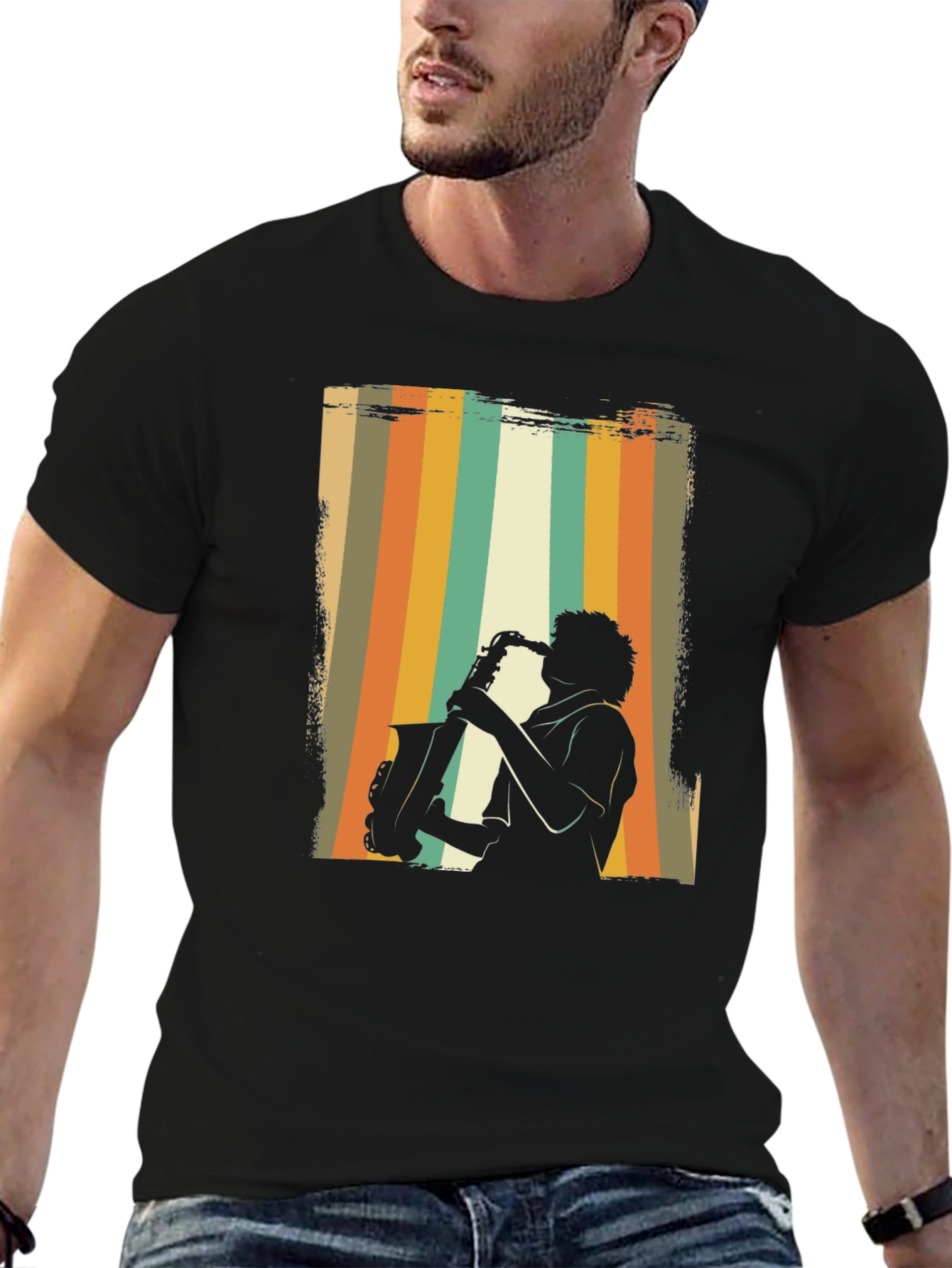 Retro Saxophone Player Graphic T-Shirt