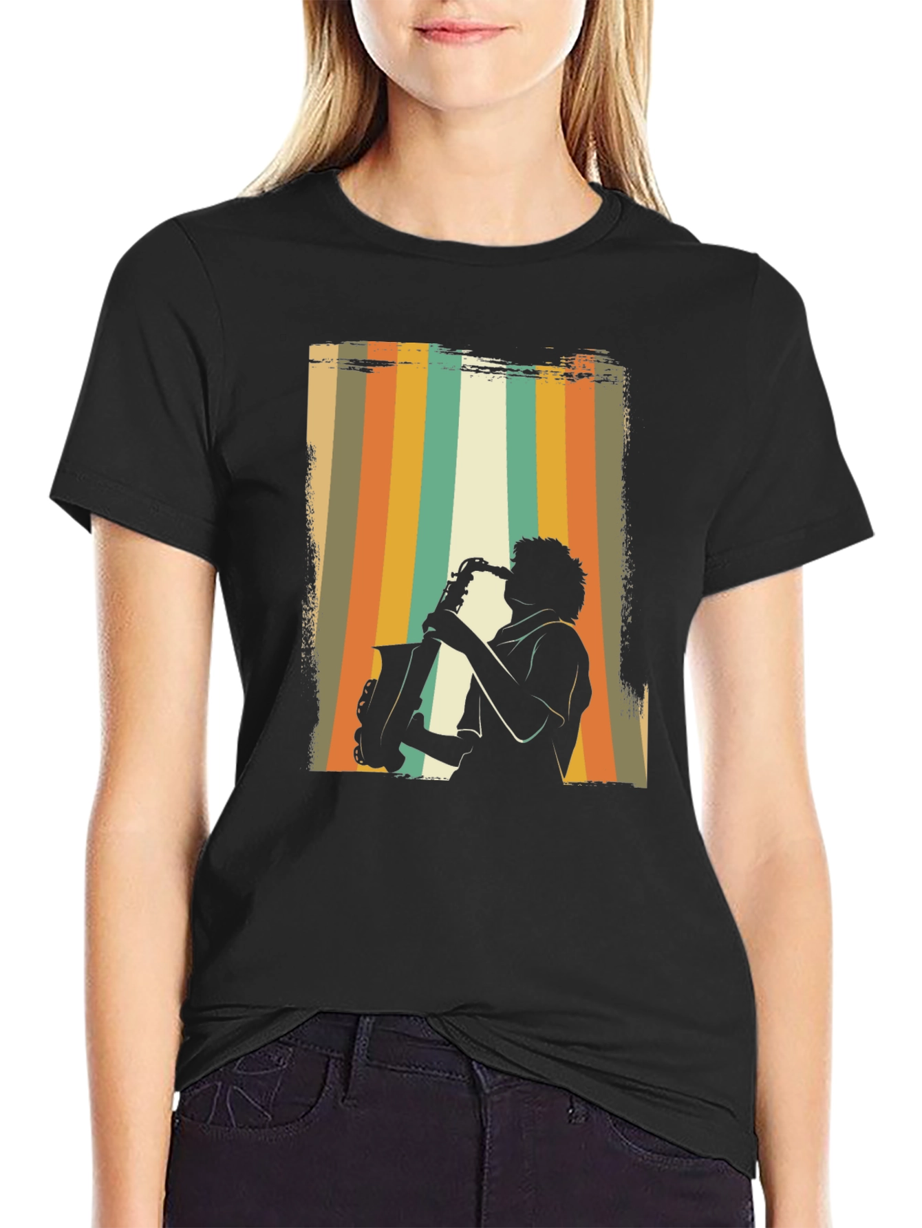 Retro Saxophone Player Graphic T-Shirt