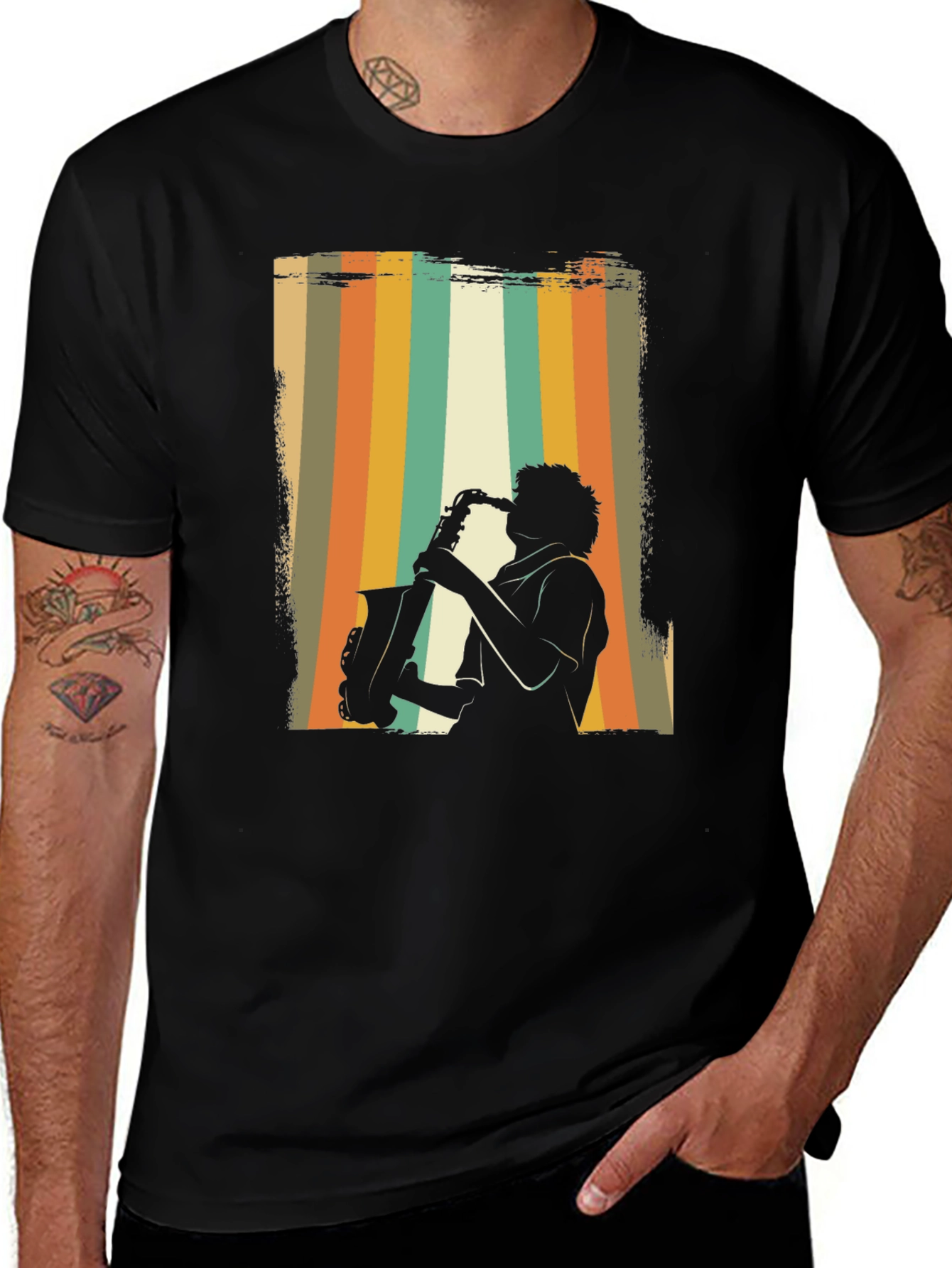 Retro Saxophone Player Graphic T-Shirt