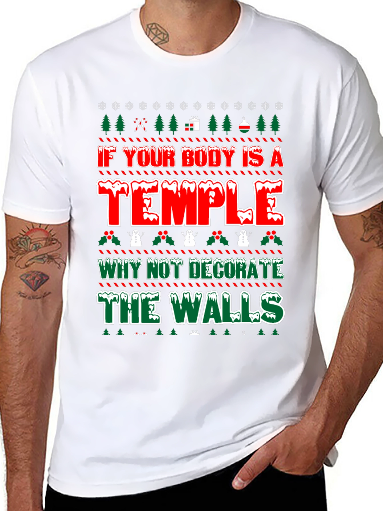 Funny Tattoo Lover Ugly Christmas T-Shirt