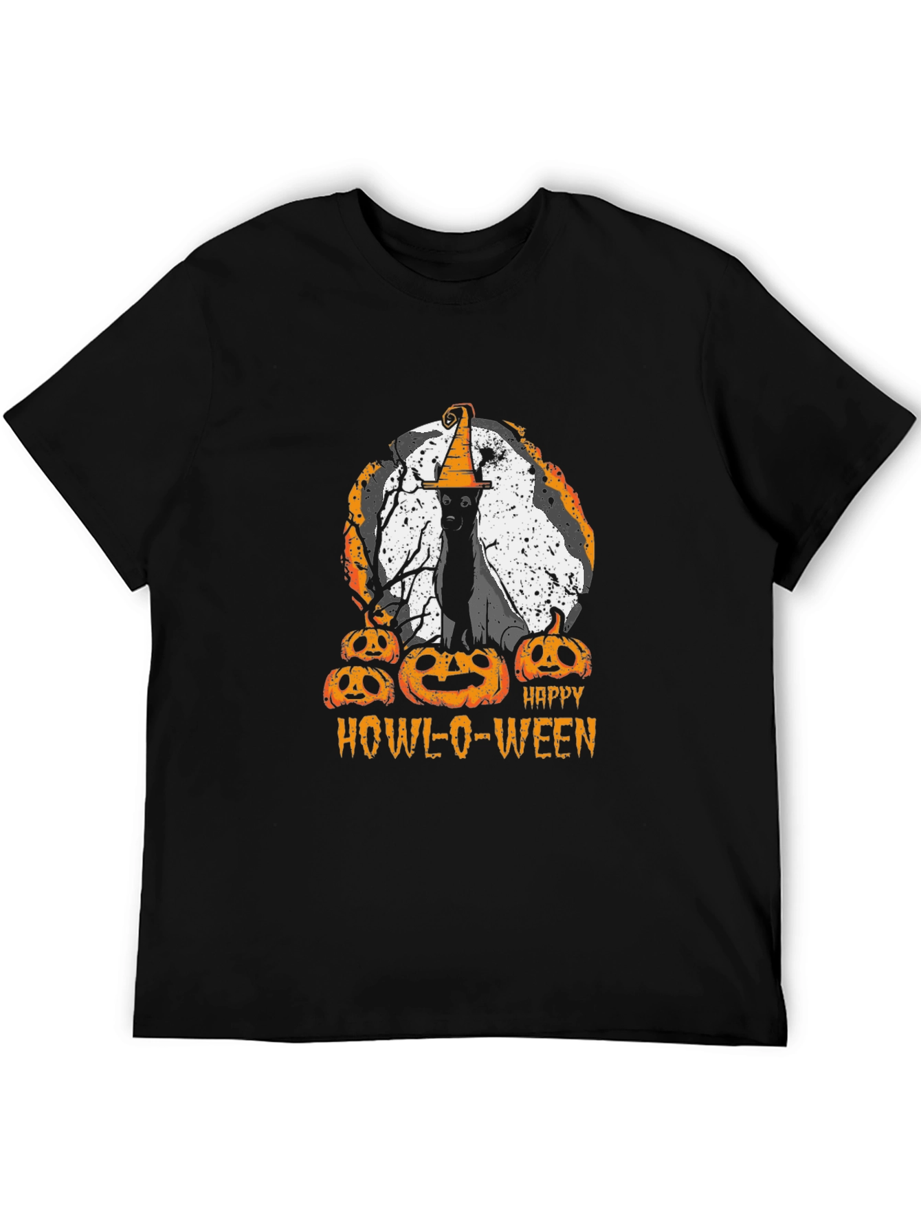 Happy Howl-O-Ween T-Shirt Cat Pumpkin Halloween Tee