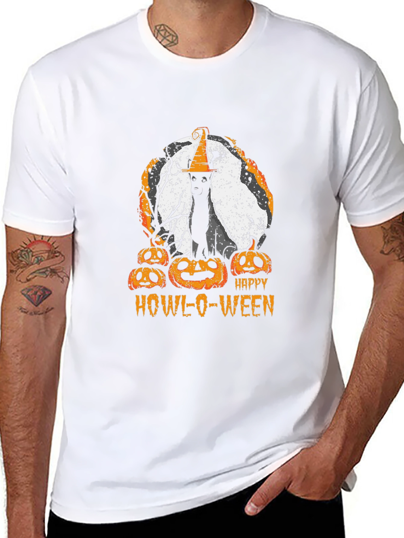 Happy Howl-O-Ween T-Shirt Cat Pumpkin Halloween Tee