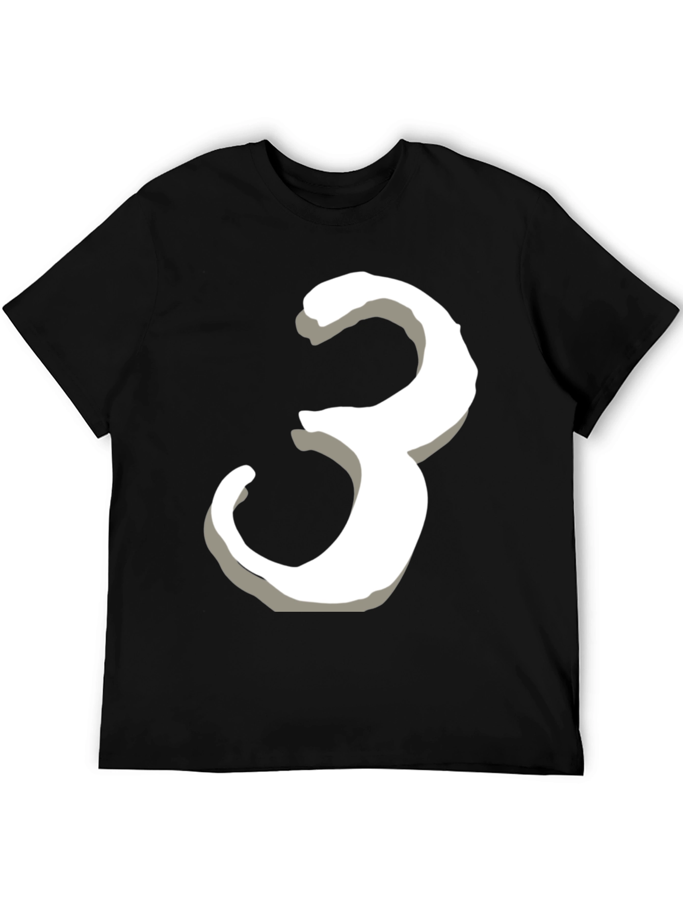 Number 3 Graphic Tee - Black Cotton T-Shirt