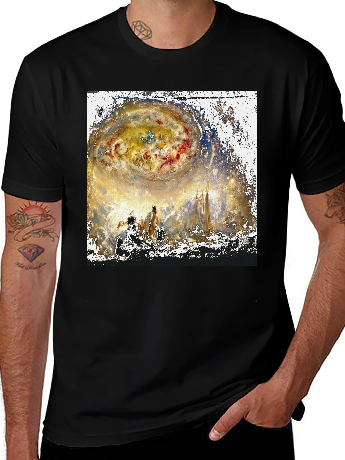 Celestial Impression T-Shirt - Artistic Galaxy Design