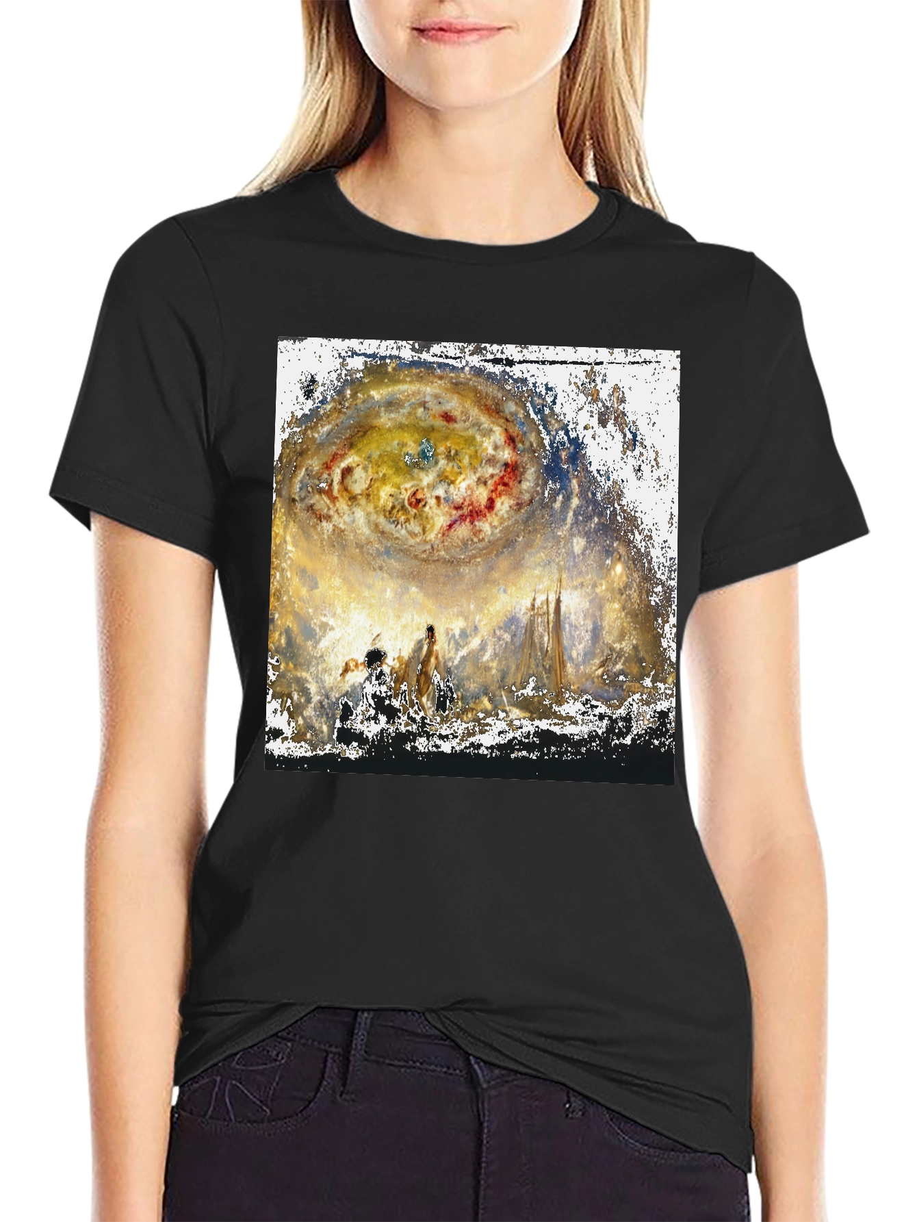 Celestial Impression T-Shirt - Artistic Galaxy Design