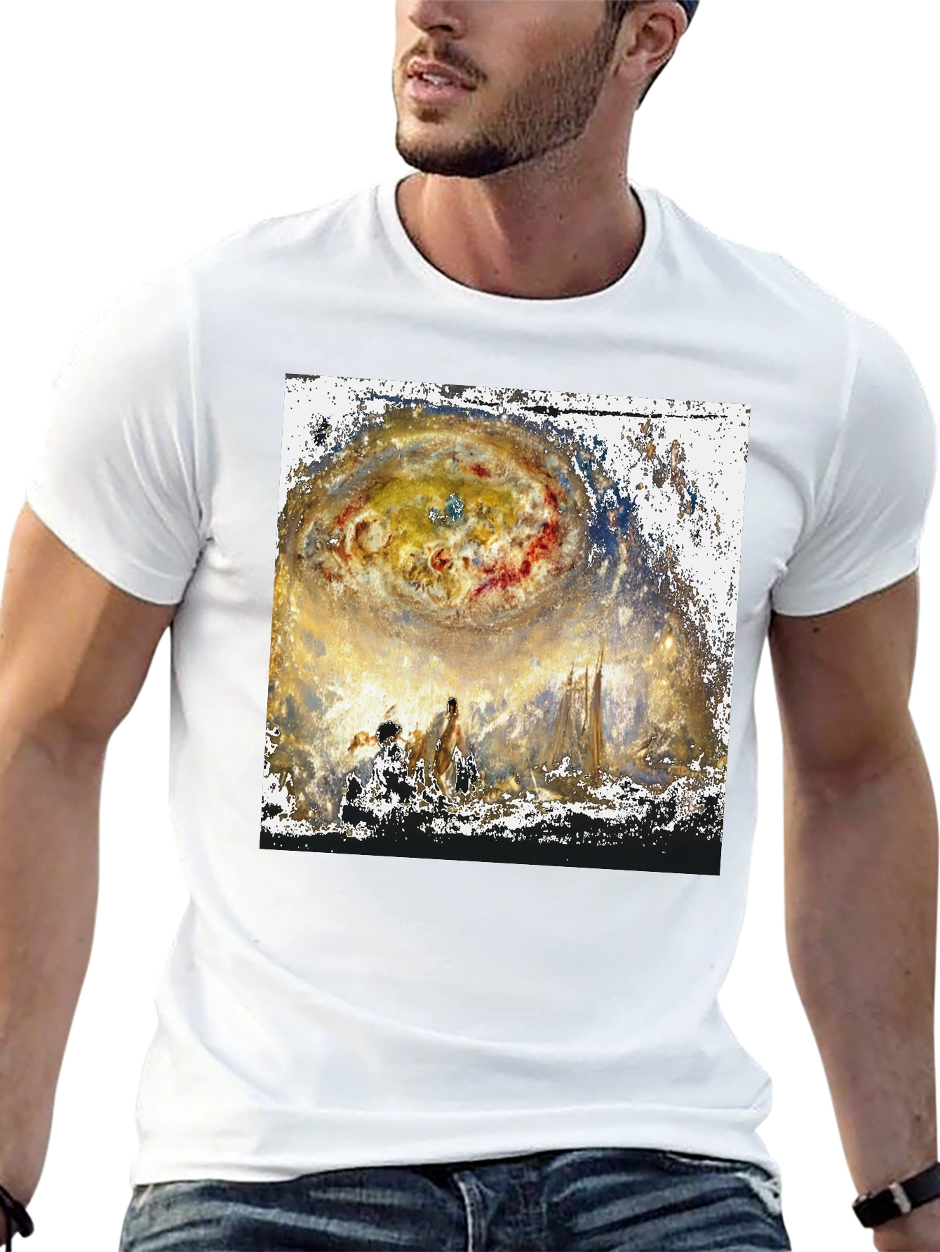 Celestial Impression T-Shirt - Artistic Galaxy Design