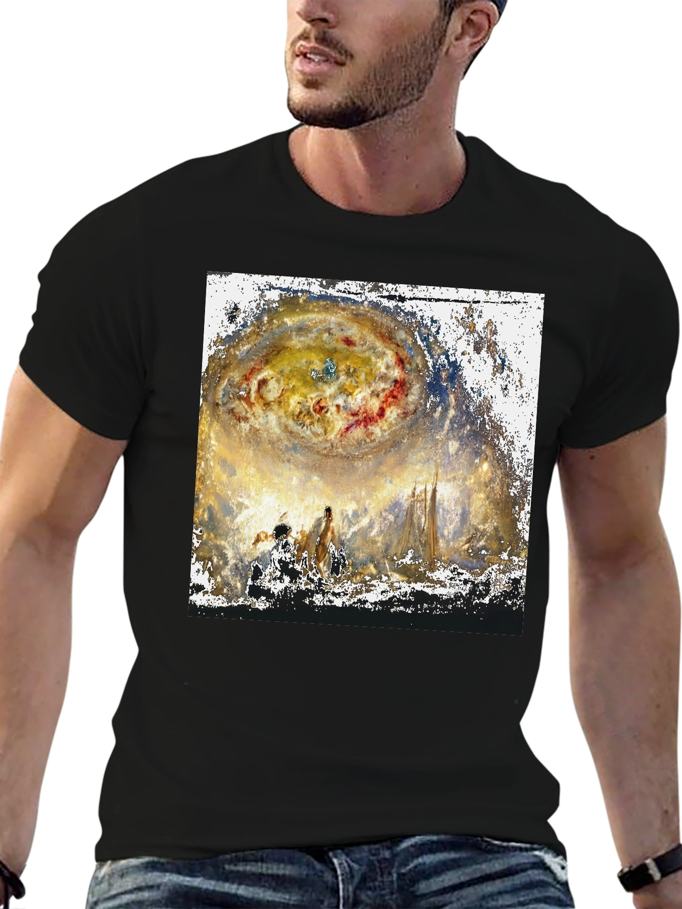 Celestial Impression T-Shirt - Artistic Galaxy Design