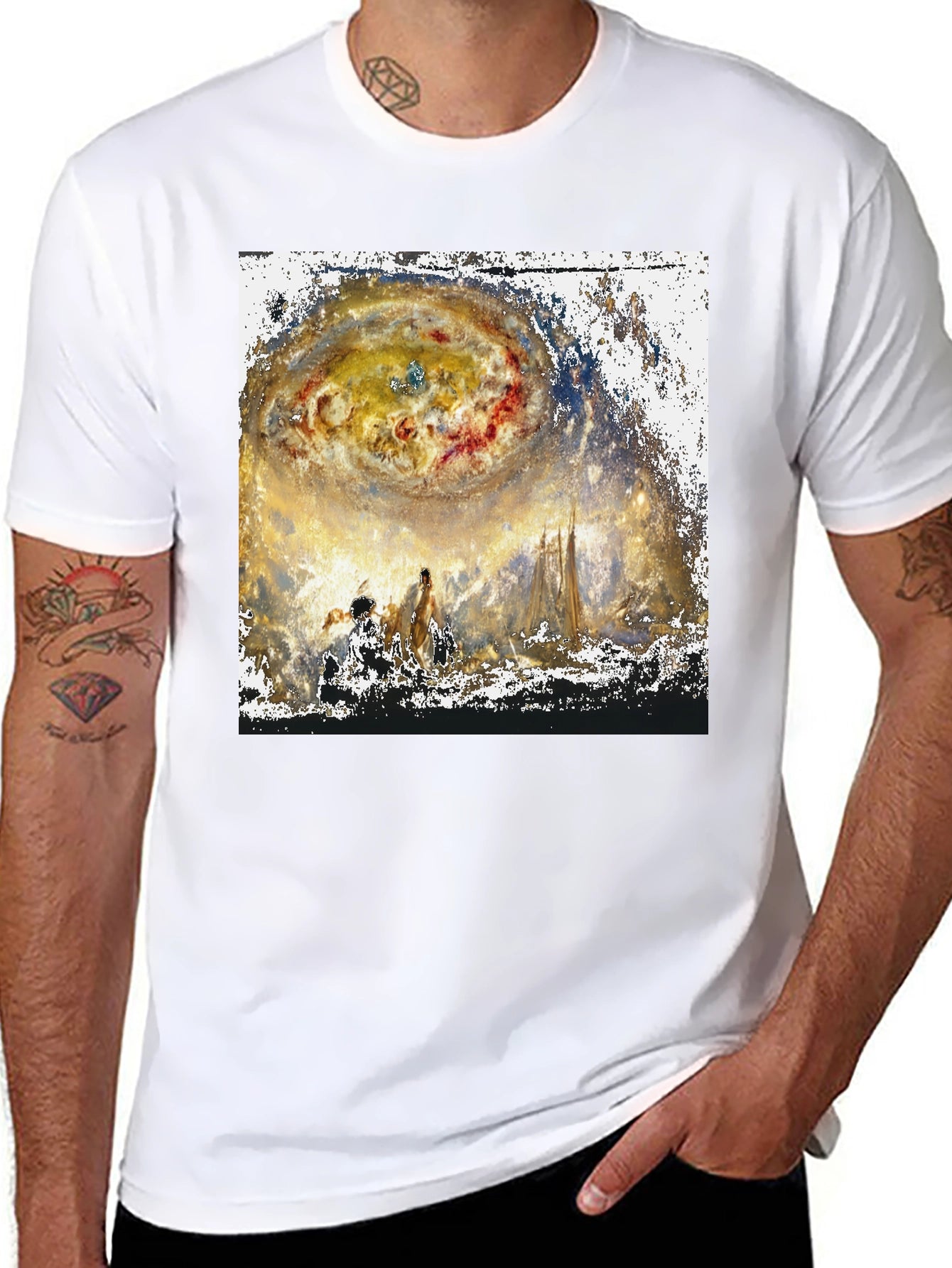 Celestial Impression T-Shirt - Artistic Galaxy Design