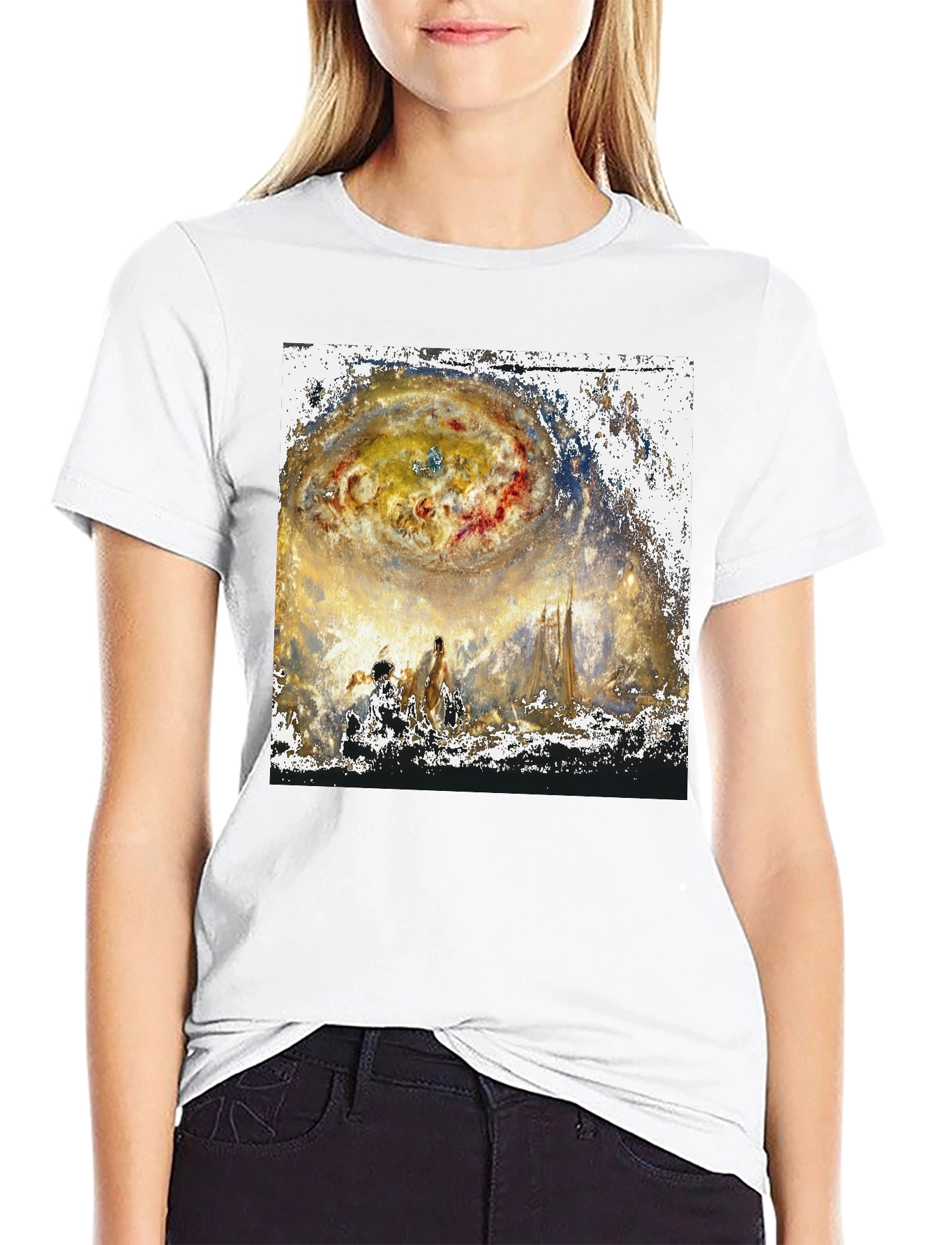Celestial Impression T-Shirt - Artistic Galaxy Design