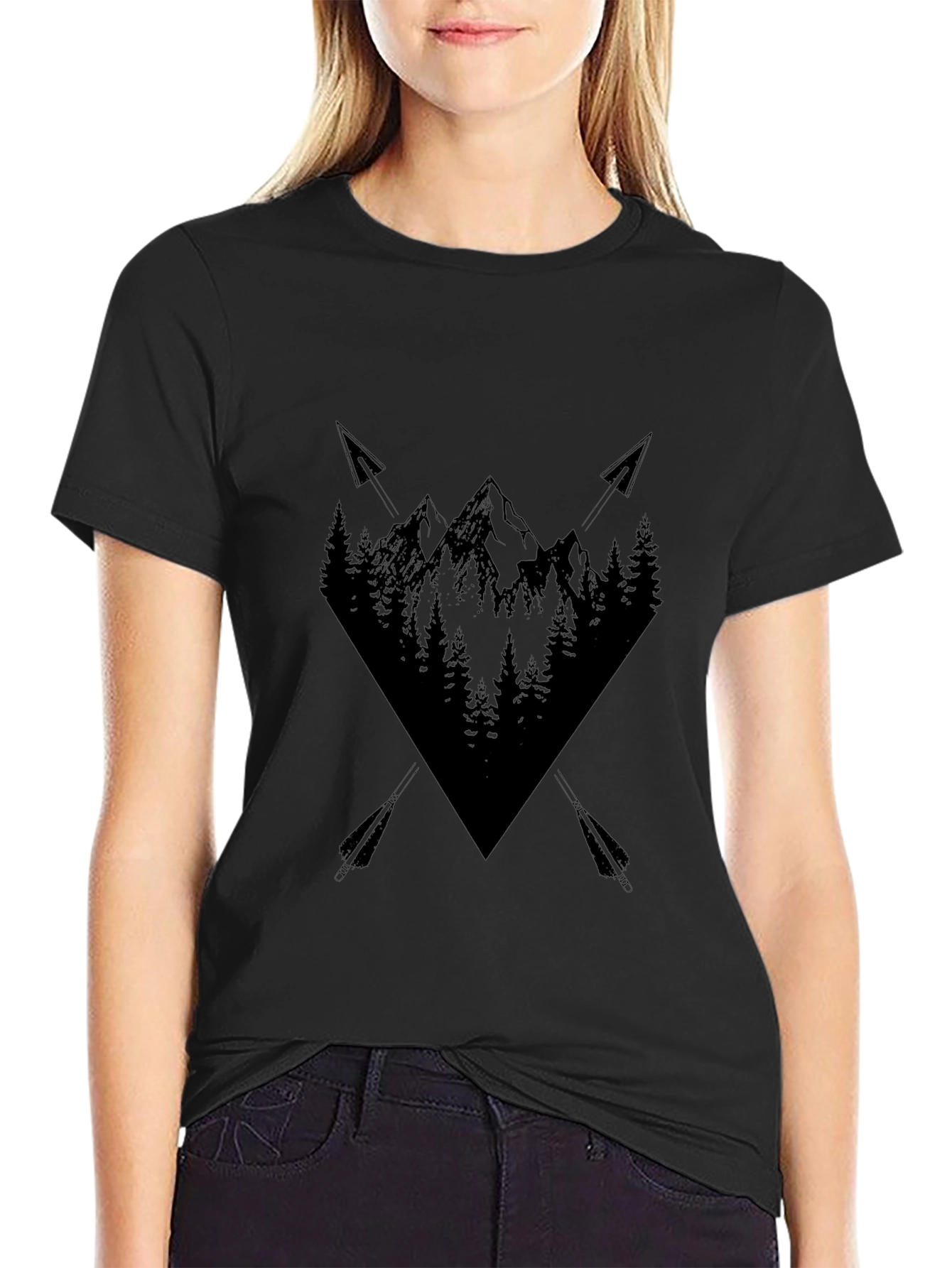 Mens Black Mountain Arrow Graphic Tee