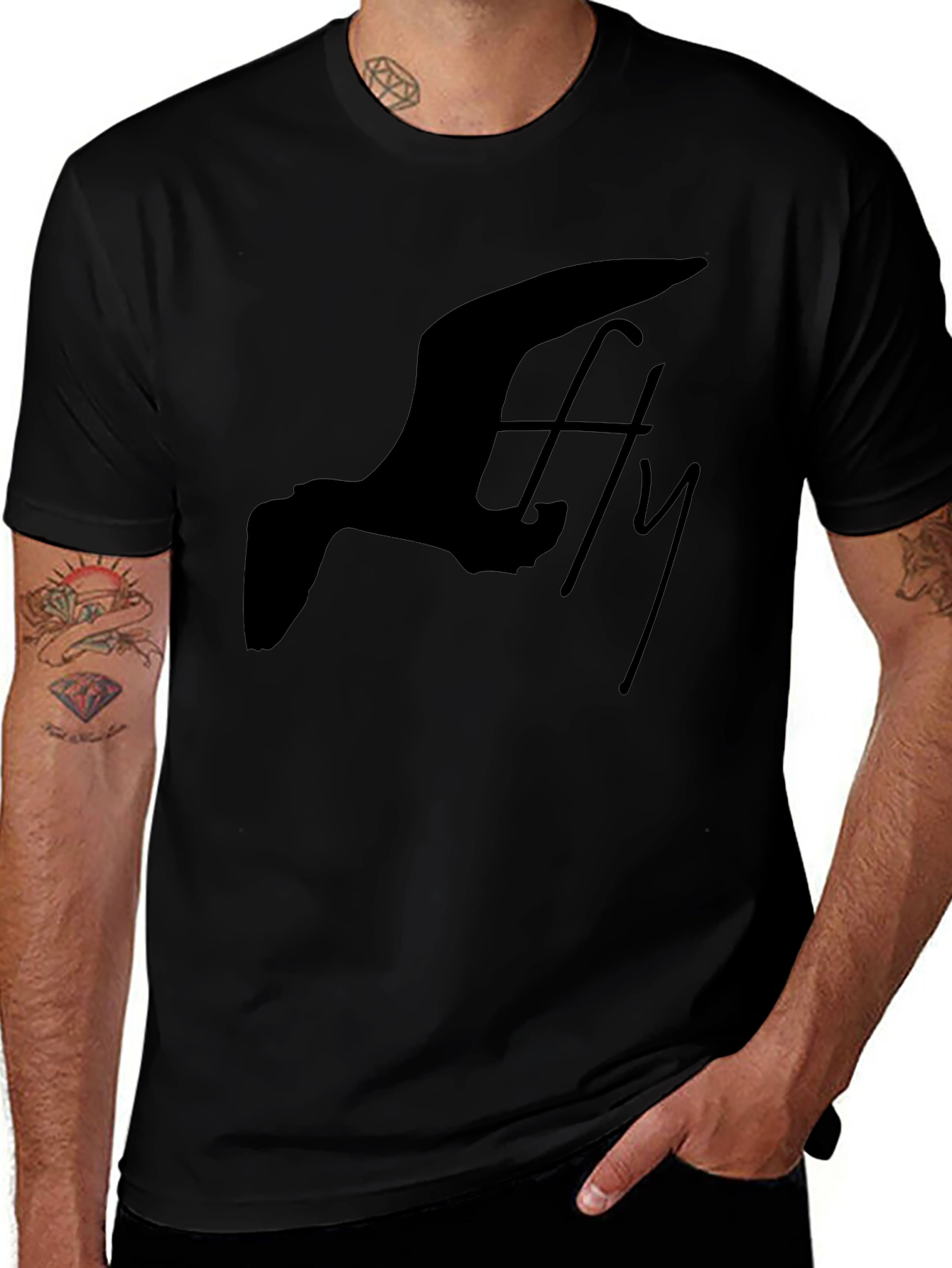 Fly High Graphic Tee - Black Cotton Blend