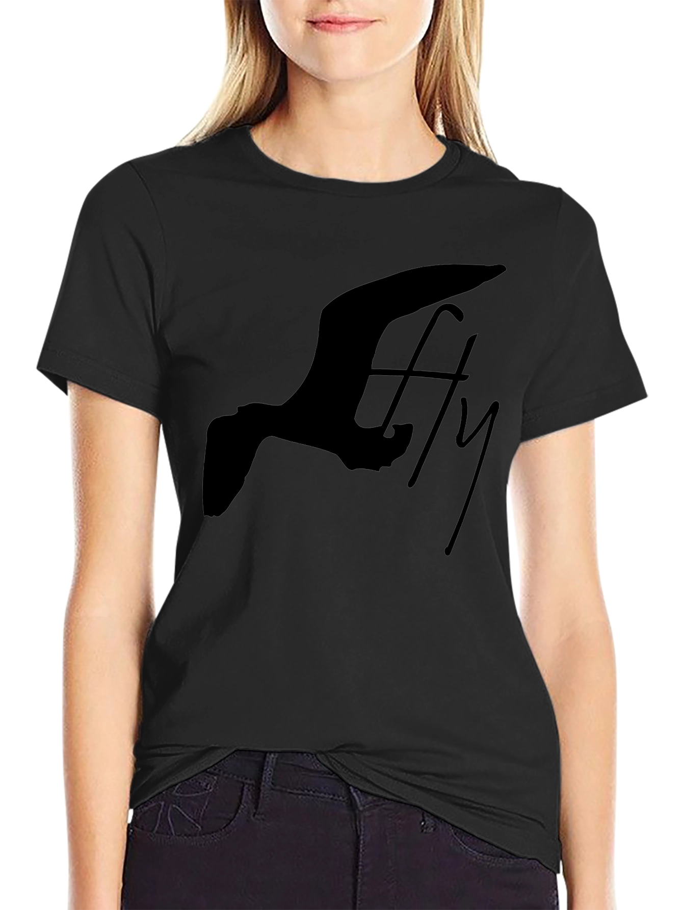 Fly High Graphic Tee - Black Cotton Blend