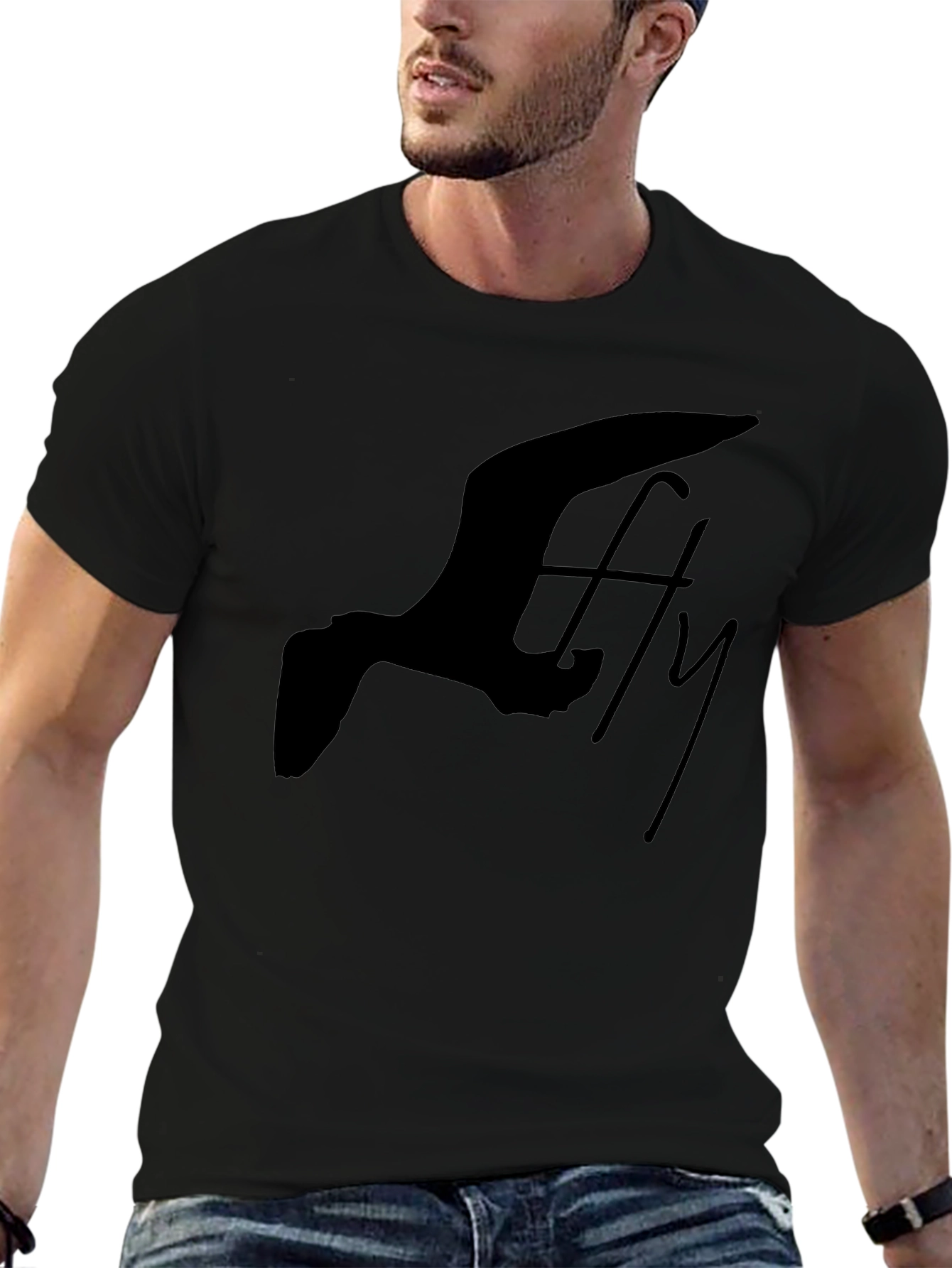 Fly High Graphic Tee - Black Cotton Blend