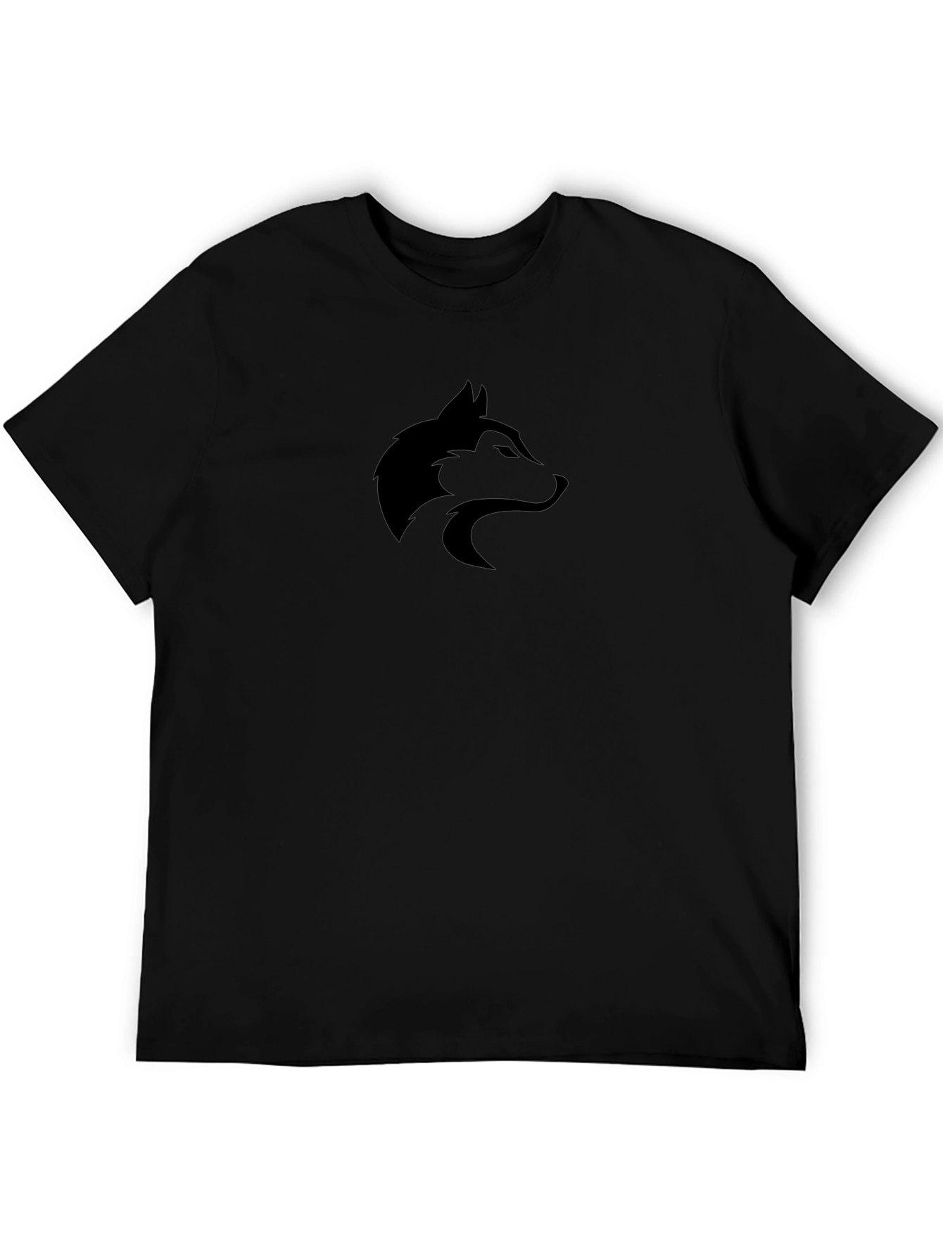 Mens Black T-Shirt with Wolf Logo