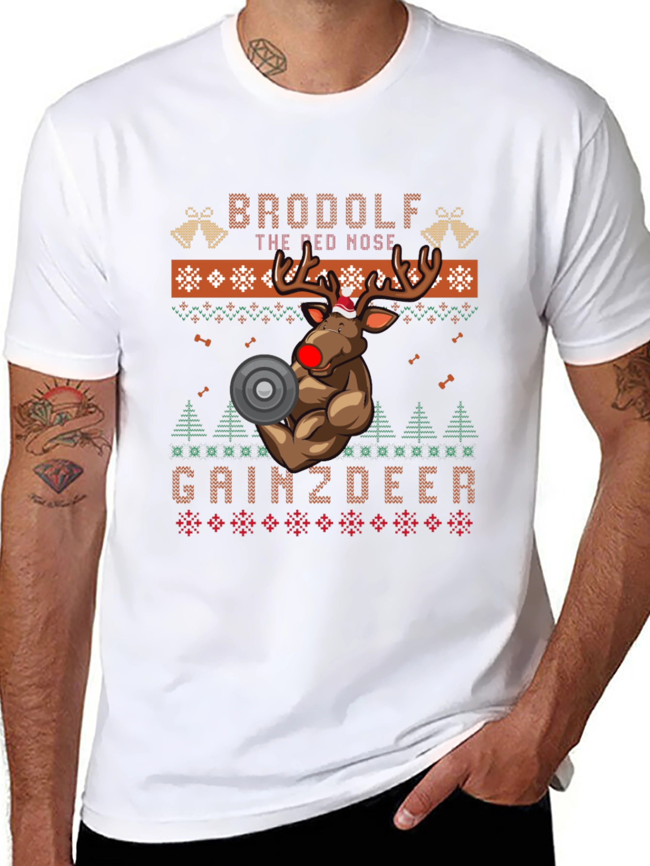 Brodolf the Red Nosed Gainzdeer Ugly Christmas Sweater T-Shirt