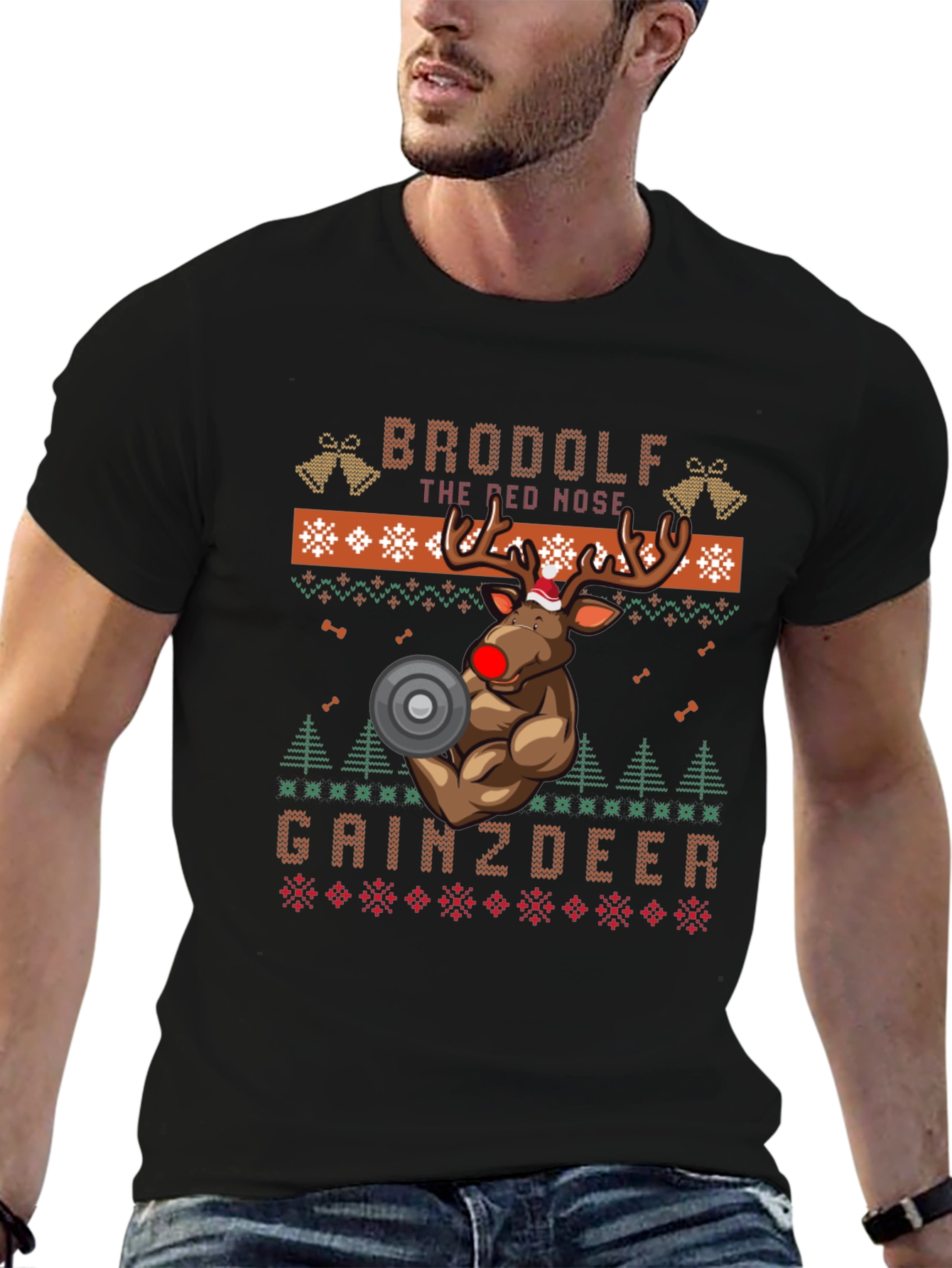 Brodolf the Red Nosed Gainzdeer Ugly Christmas Sweater T-Shirt