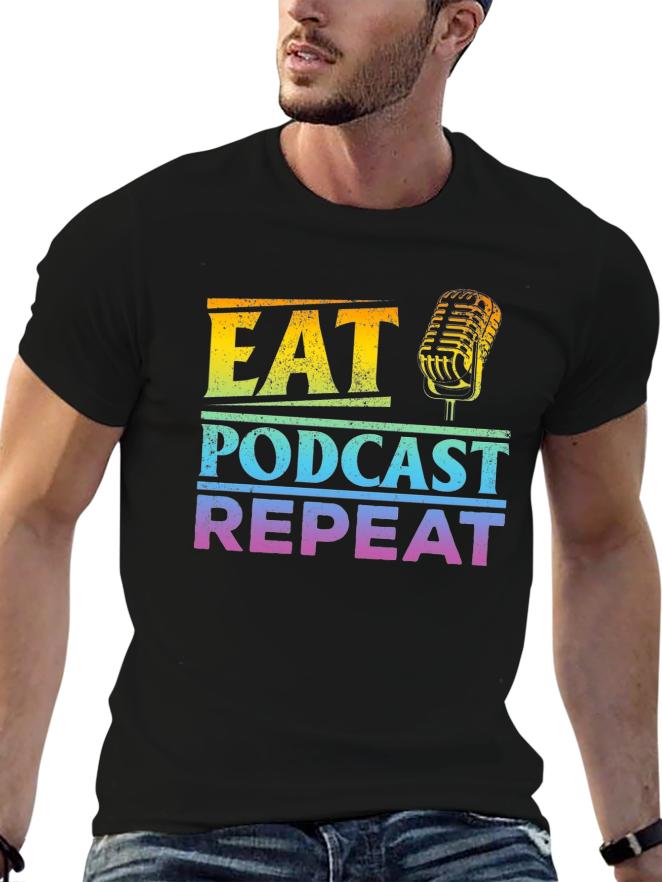 Eat Podcast Repeat T-Shirt - Podcasting Apparel