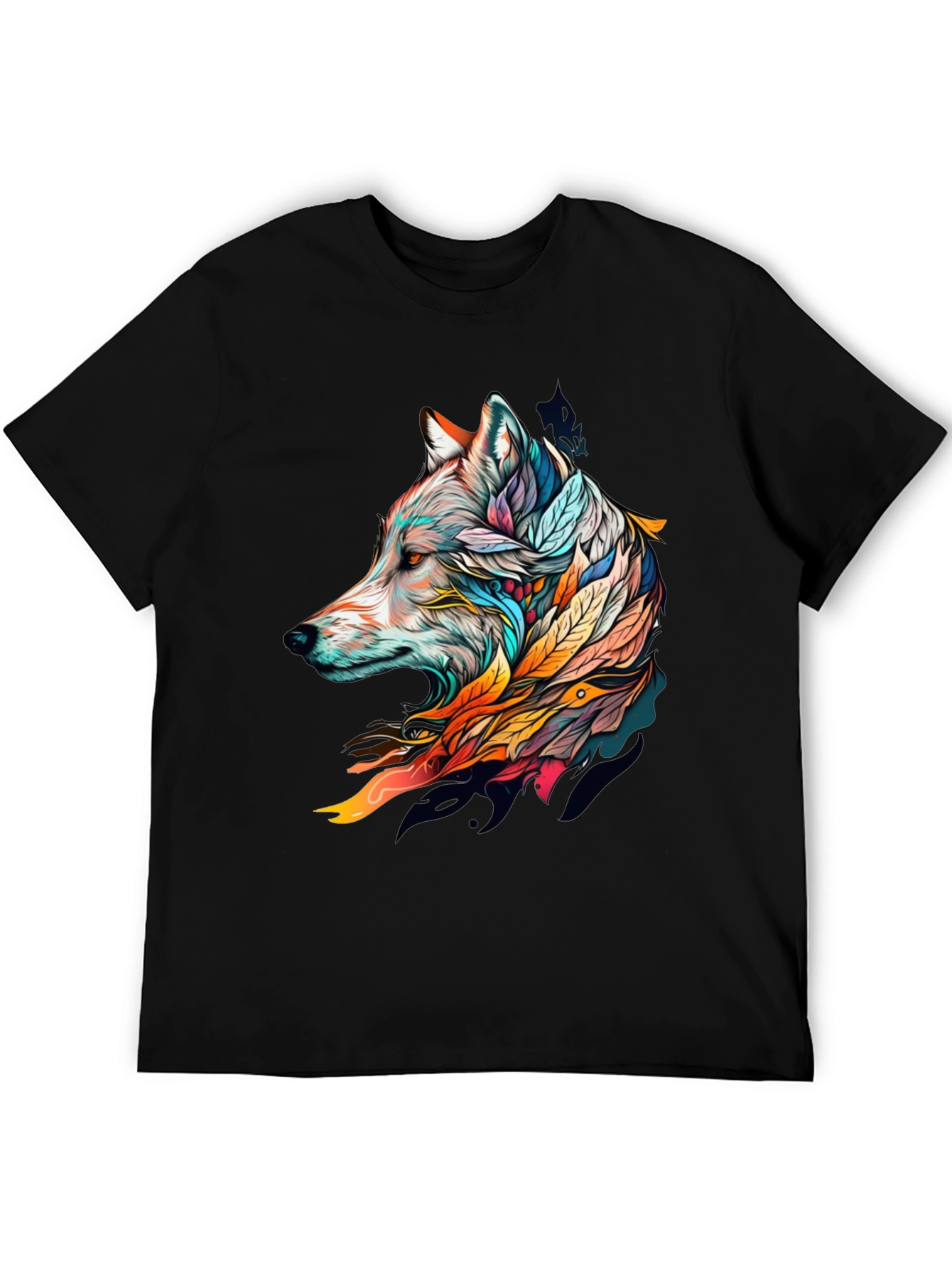 Wolf Art Graphic Tee - Stylish Black T-Shirt