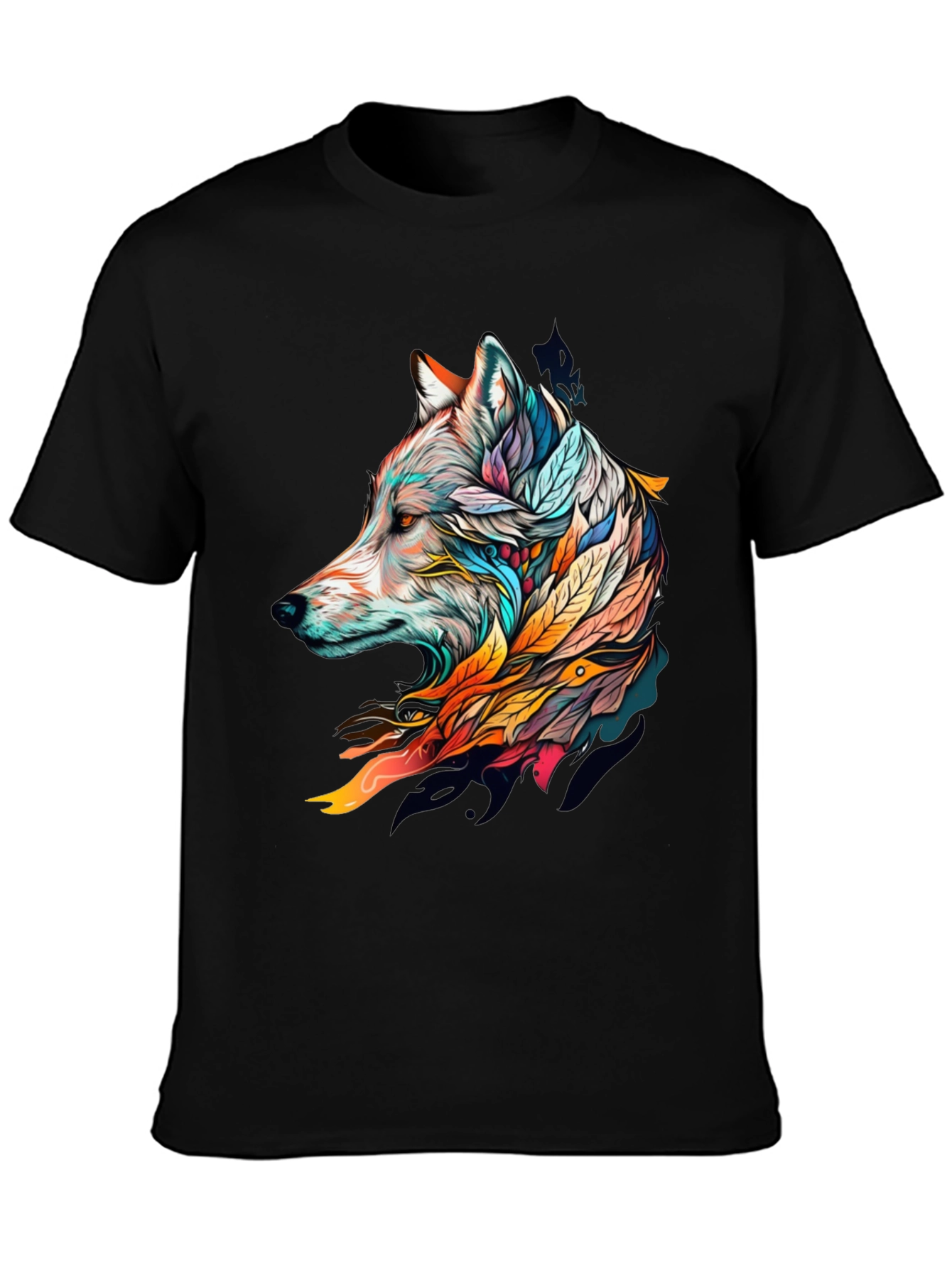Wolf Art Graphic Tee - Stylish Black T-Shirt