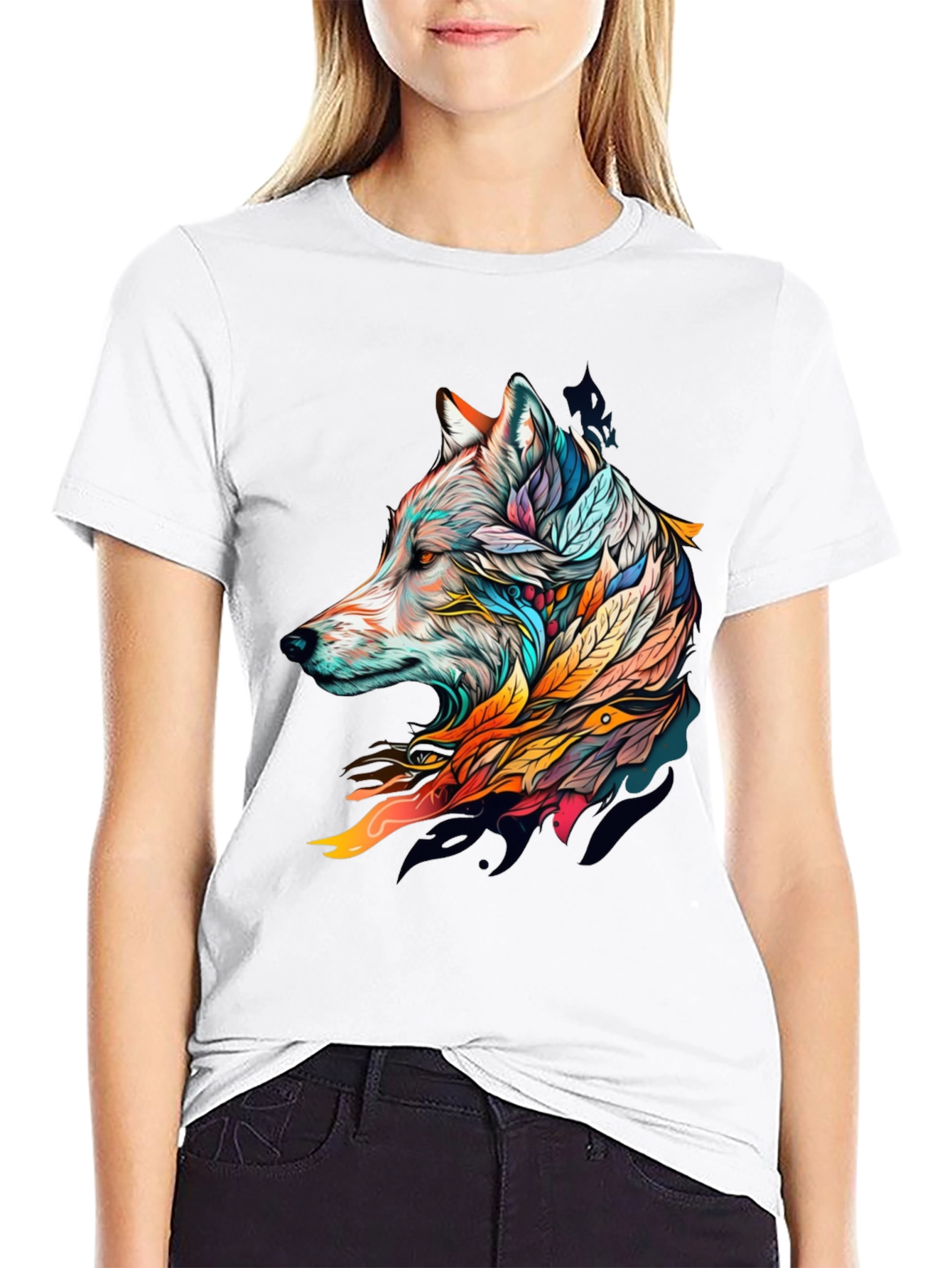 Wolf Art Graphic Tee - Stylish Black T-Shirt