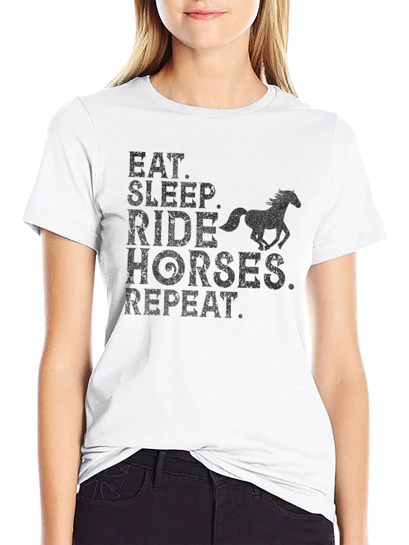 Eat Sleep Ride Horses Repeat Black T-Shirt