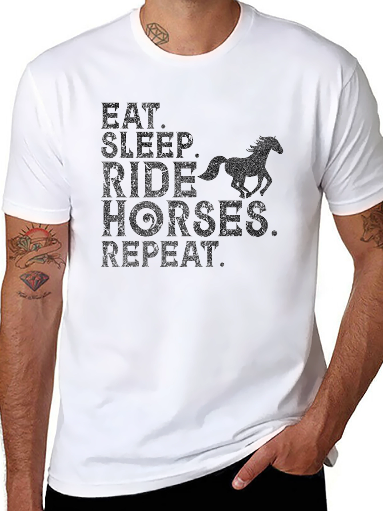 Eat Sleep Ride Horses Repeat Black T-Shirt