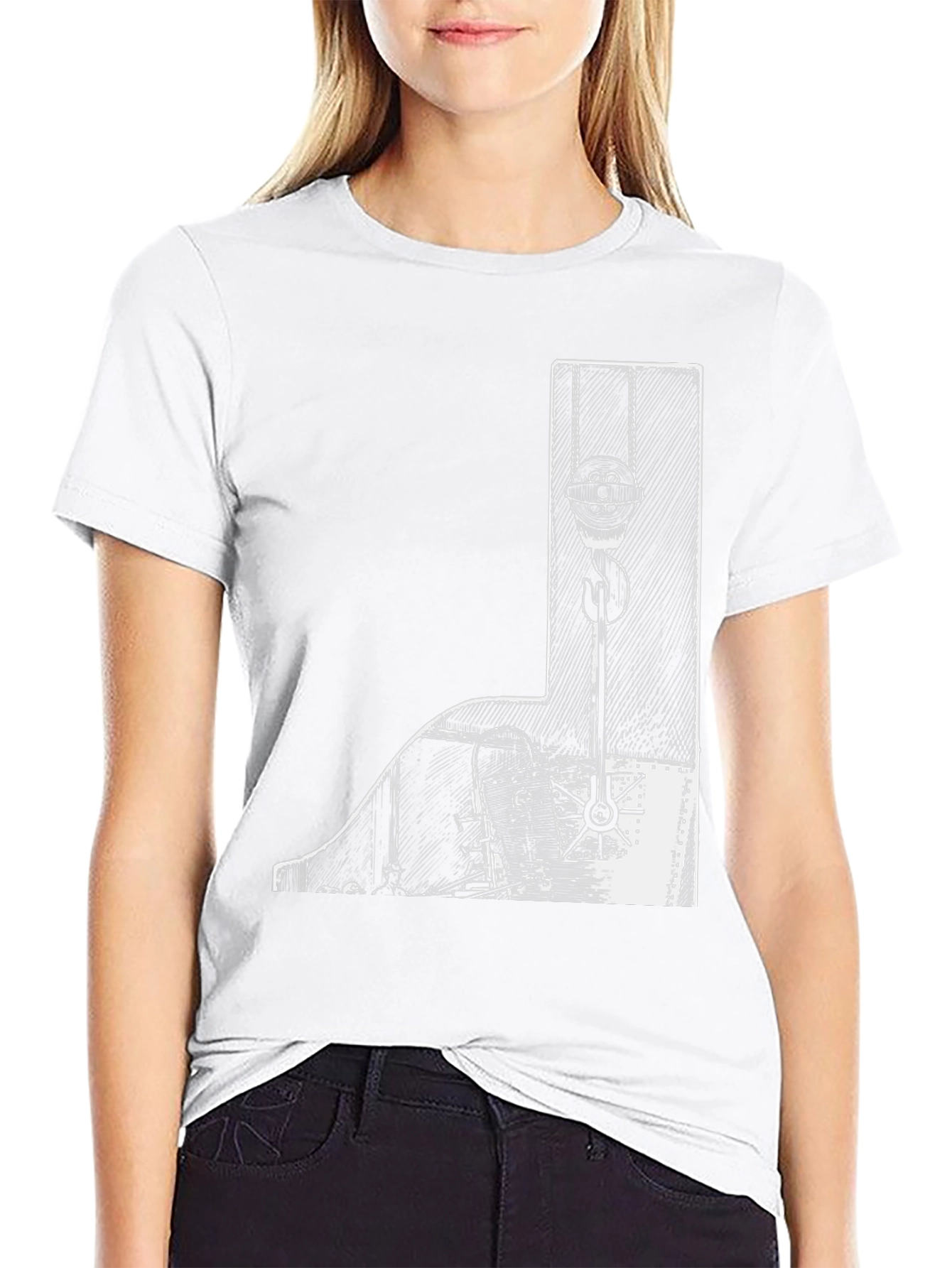 Nautical Crane Graphic Tee - Black Cotton T-Shirt